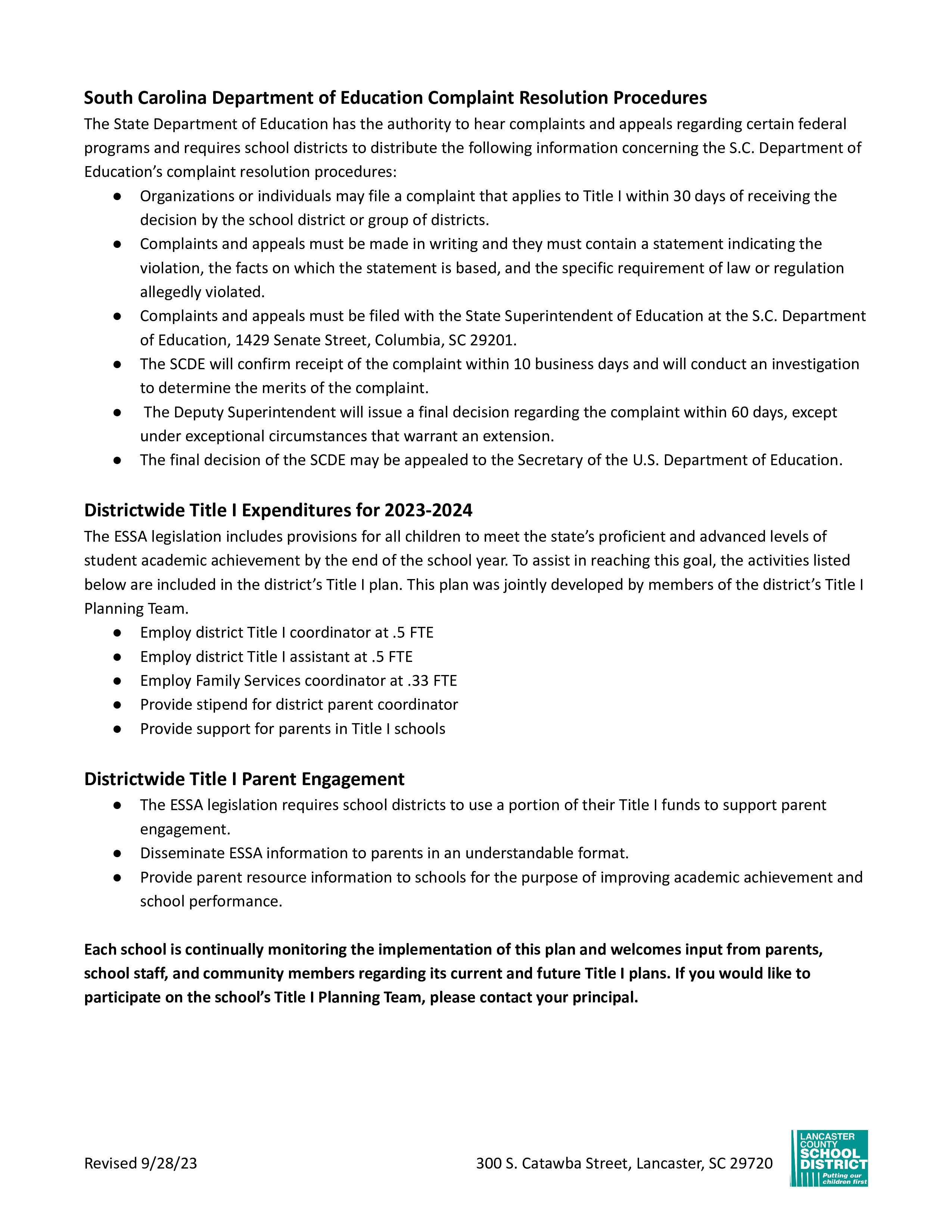 Page 3 of the Title 1 Newsletter
