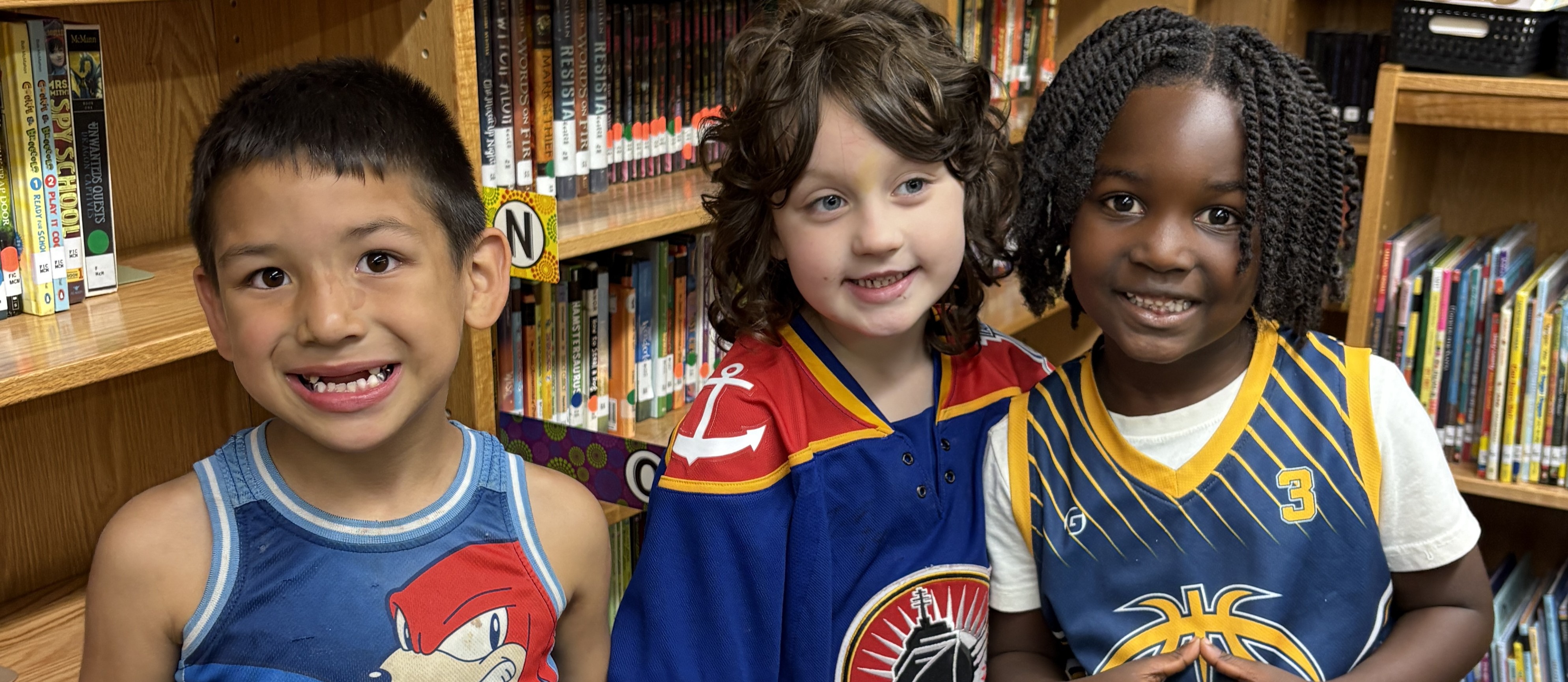 Kindergarten students on jersey day