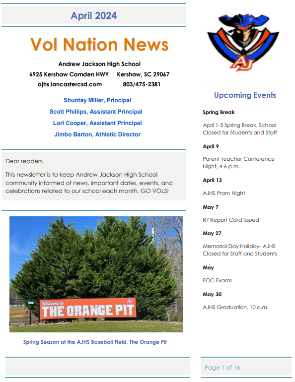 April Vol Nation News Front Page