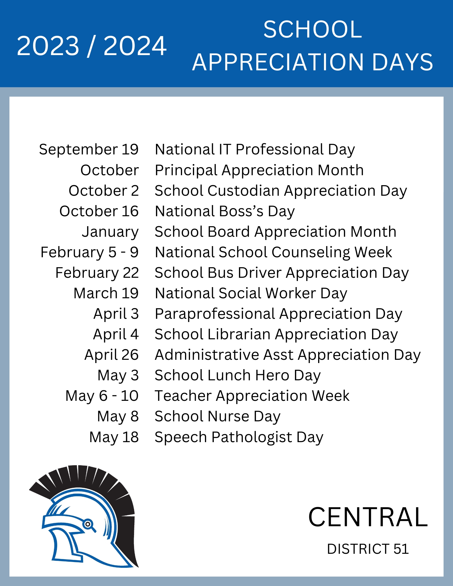 Appreciation Days | Central School District 51