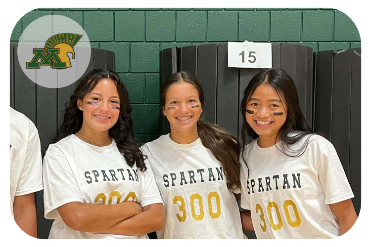 Mayo high school students posing in front of the camera during a pep fest.