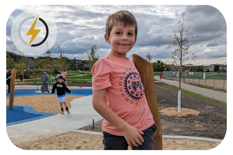 MNSync Online student at a local playground for a classroom meet up.