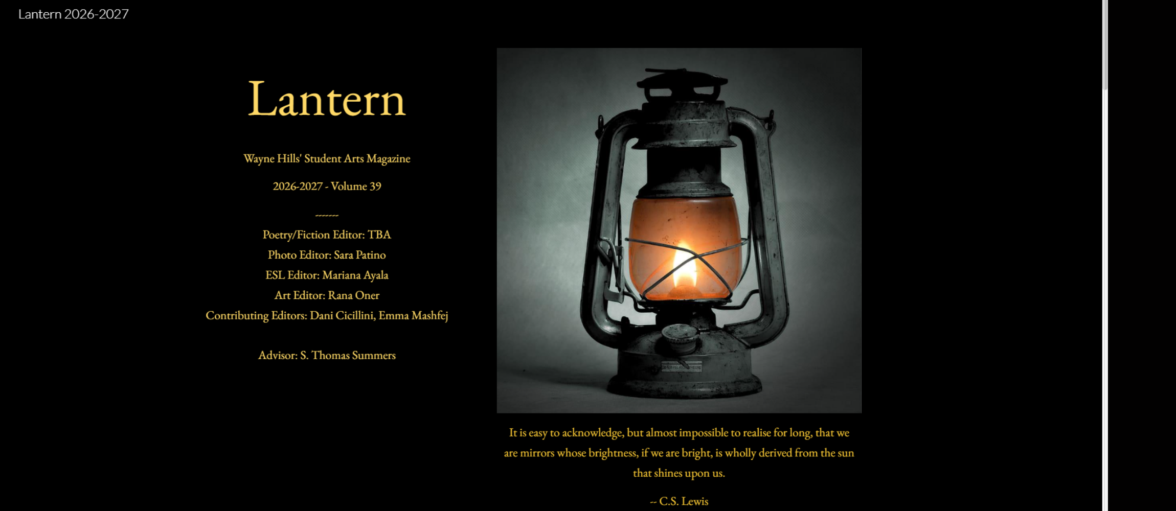 Literary and Arts Magazine Lantern