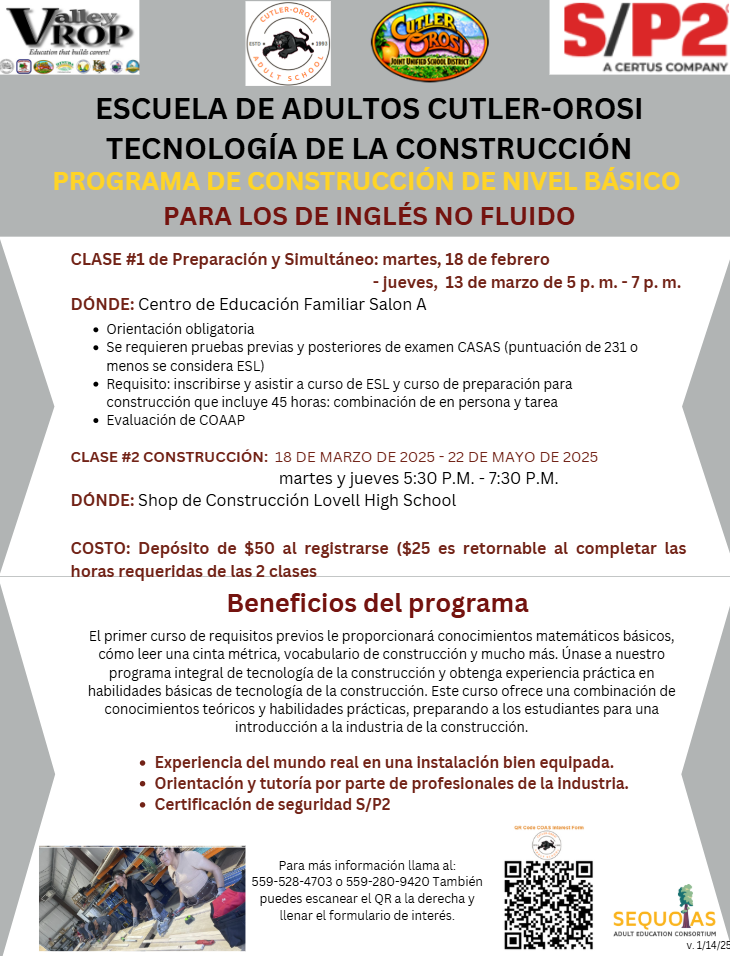 Construction course flyer