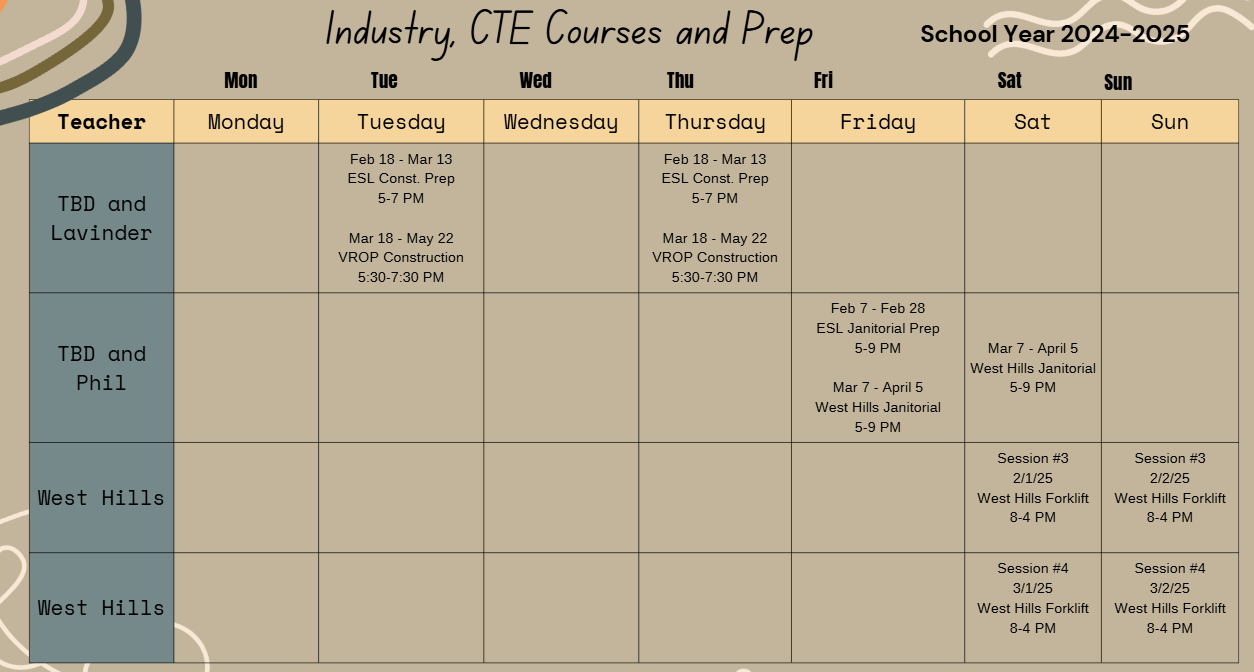 schedule with box