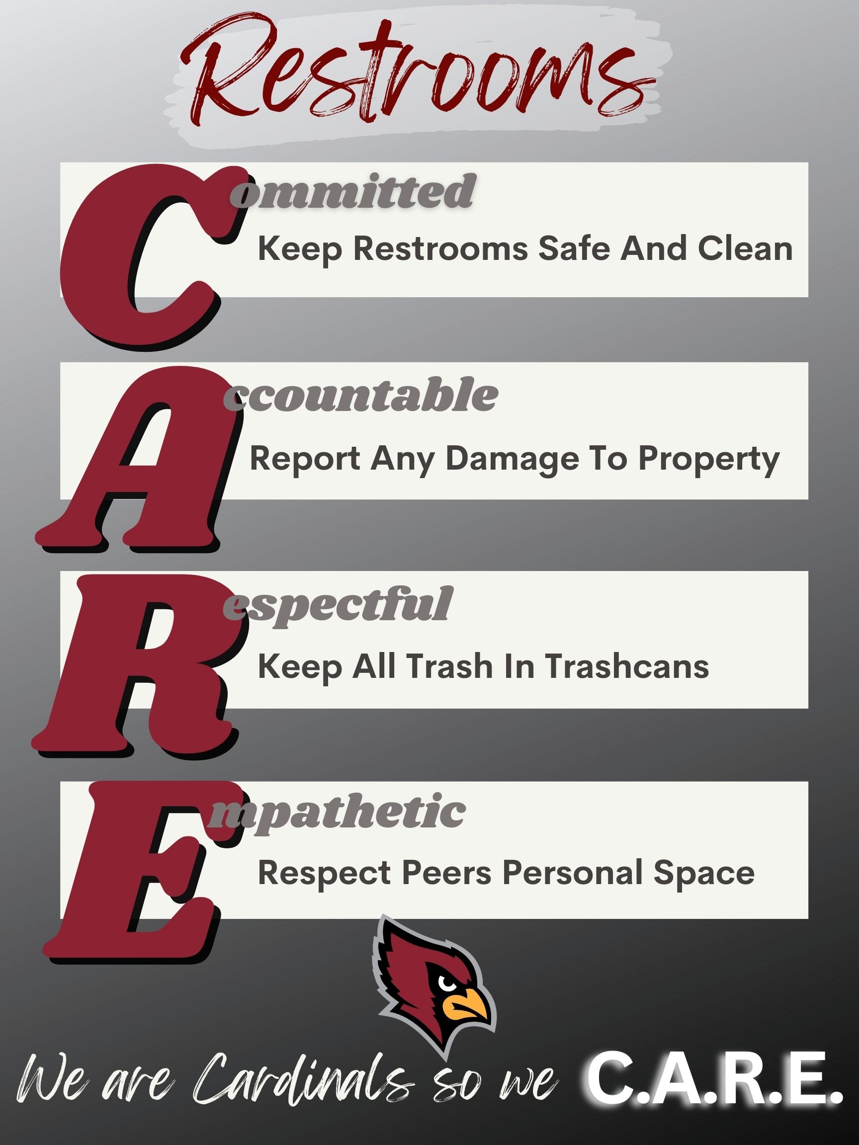 Cardinals Care flyer for students expectations