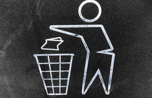 Drawing of a person throwing trash