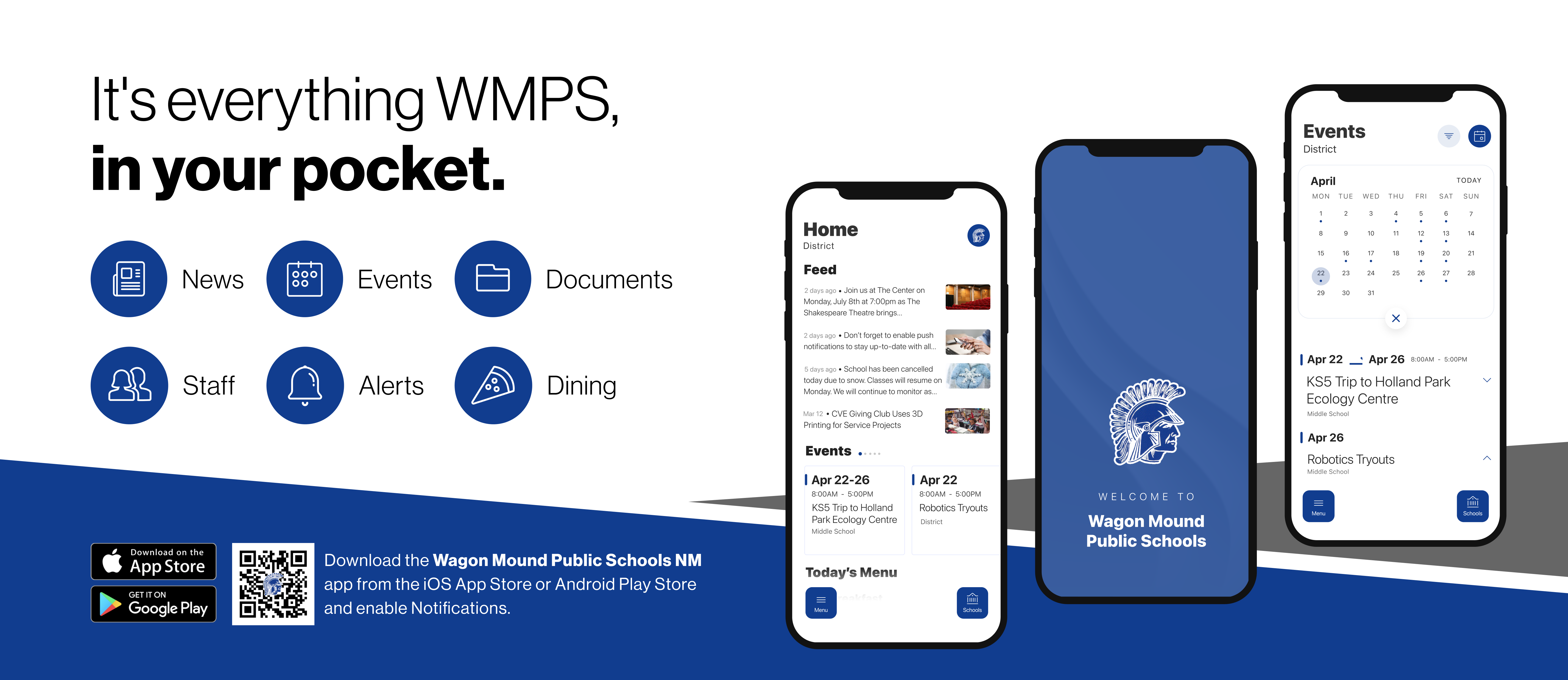 Picture of cell phones with information to download the WMPS app