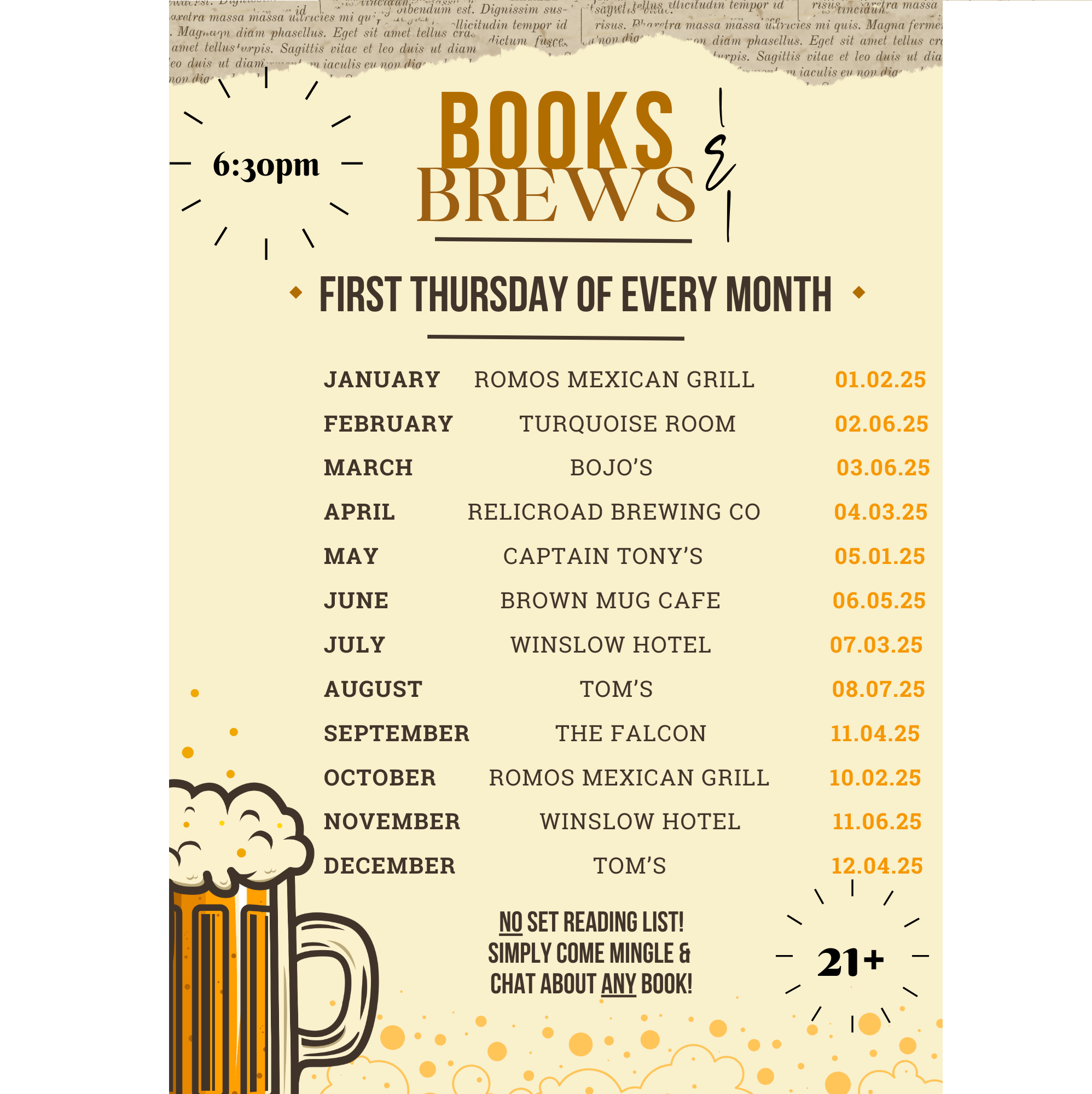 link to remind text alerts for Books & Brews