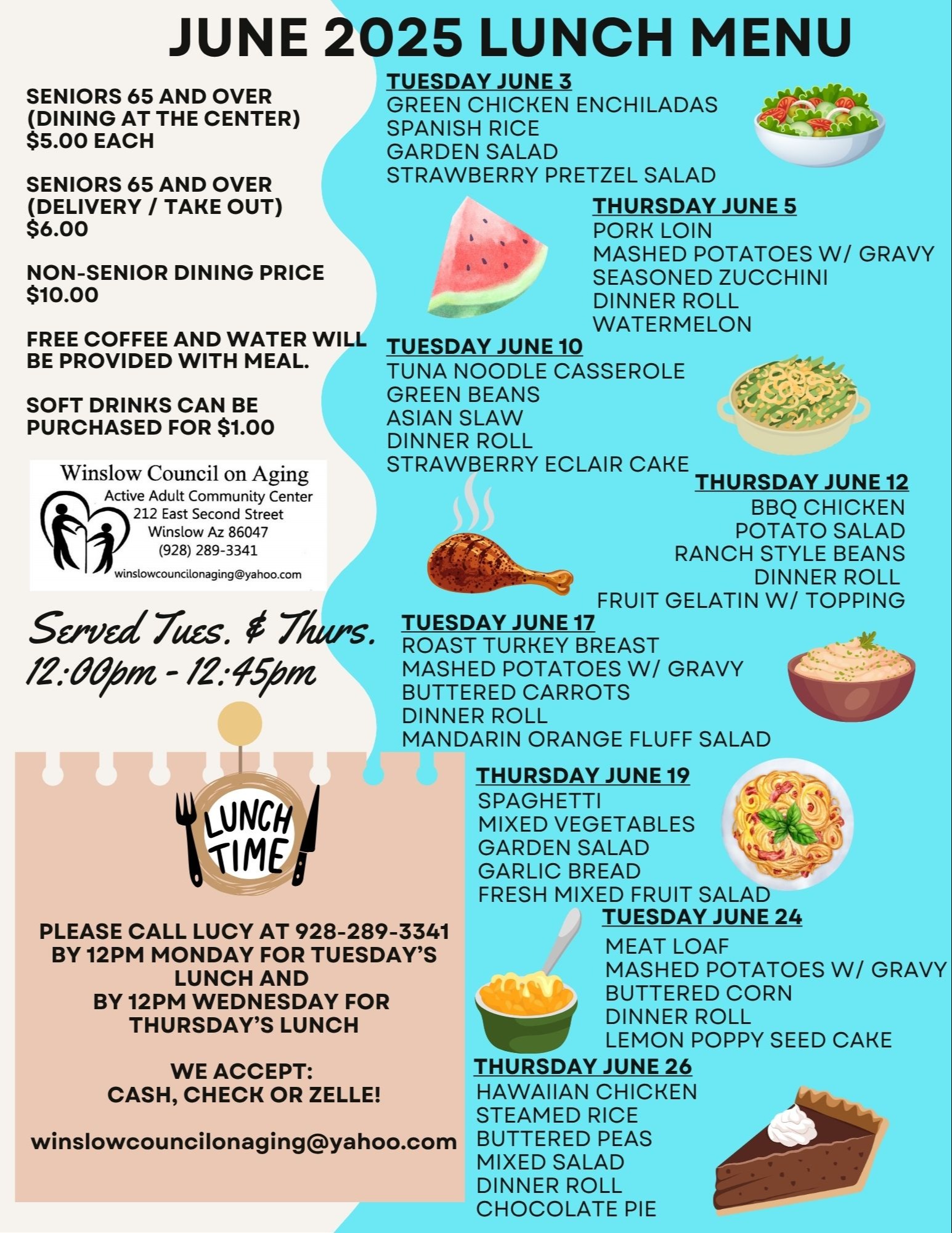 JUNE 2025 LUNCH MENU