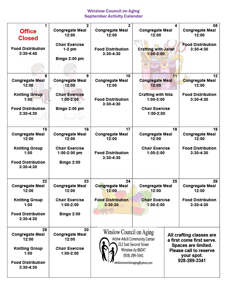 SEPTEMBER ACTIVITY CALENDAR