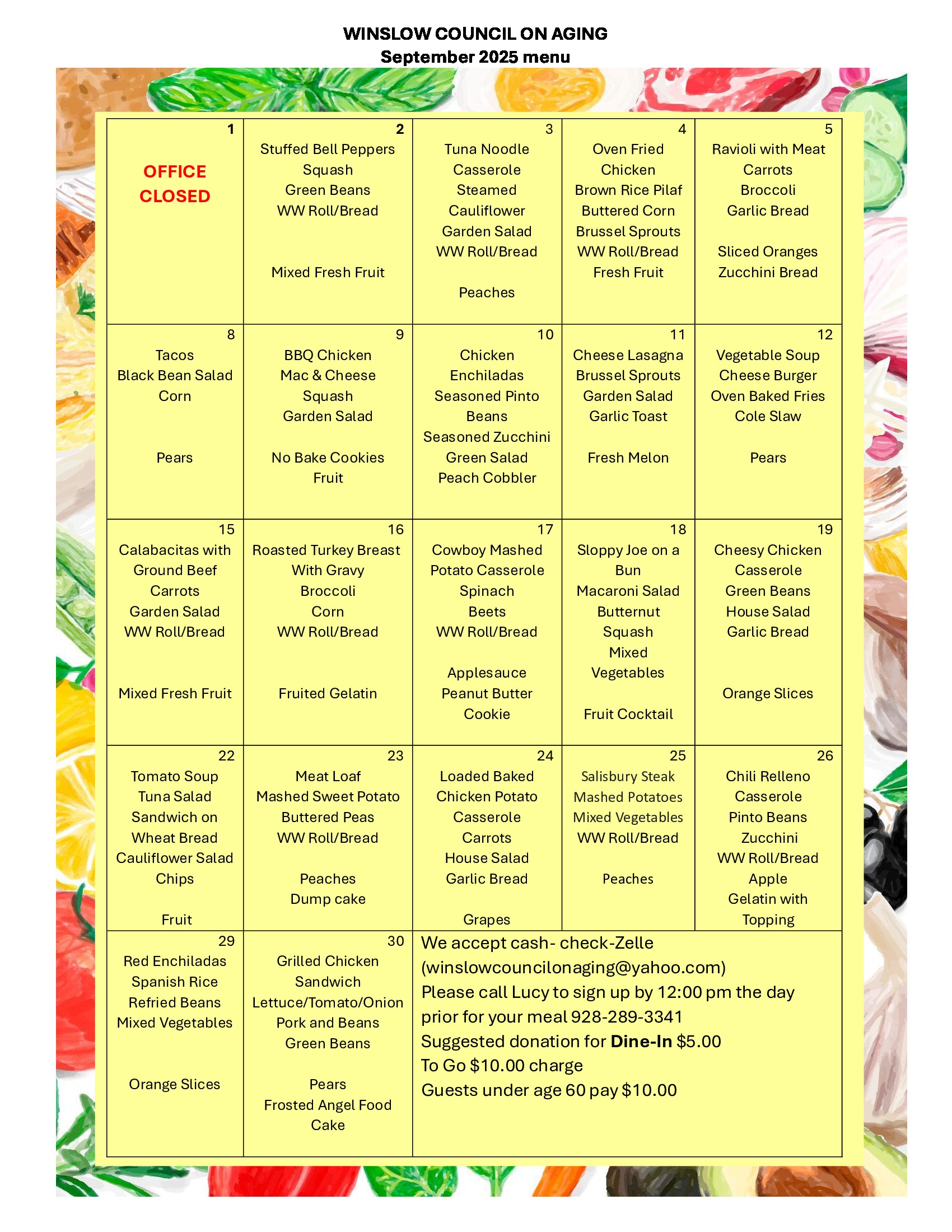 SEPTEMBER MENU