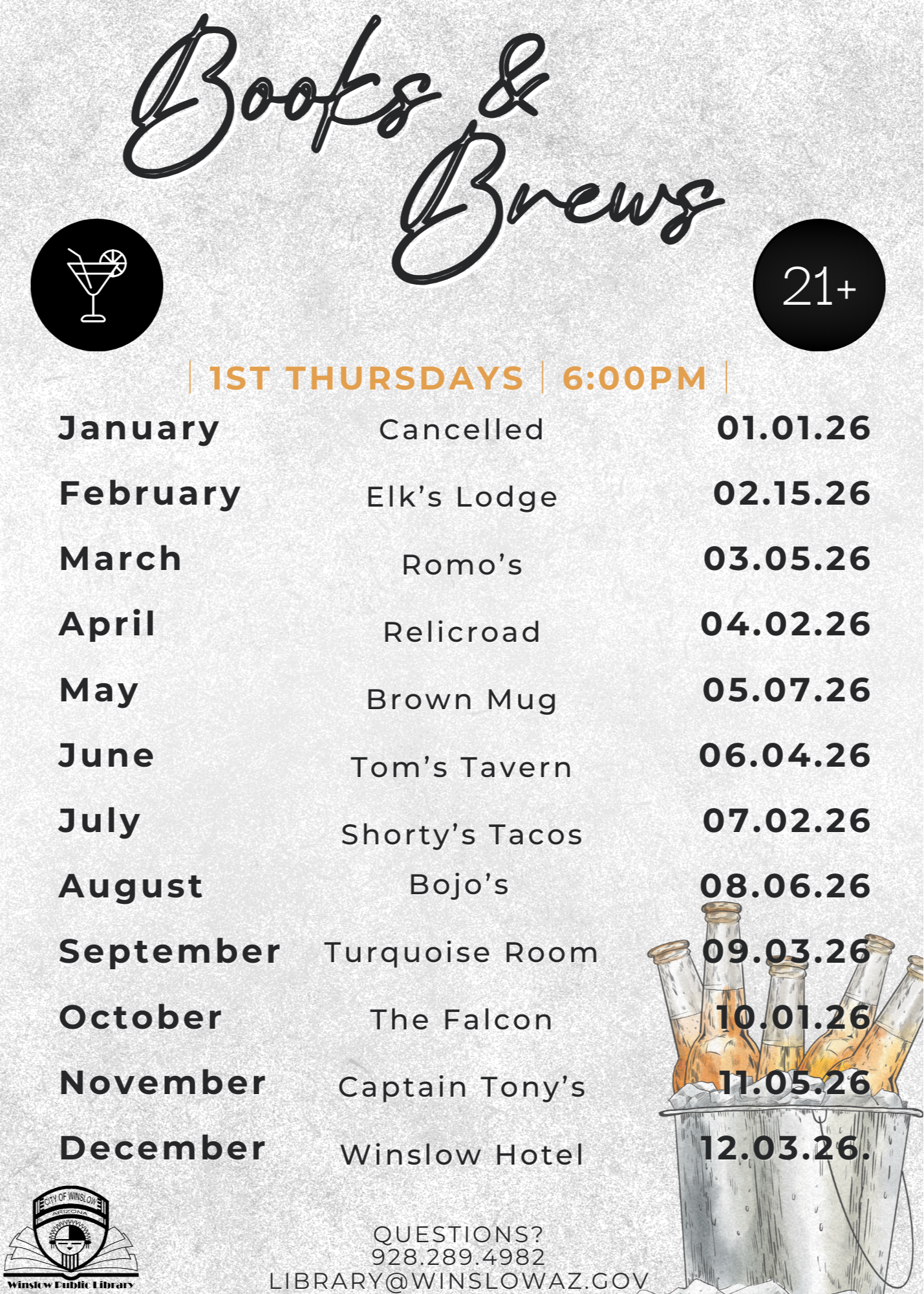 link to remind text alerts for Books & Brews