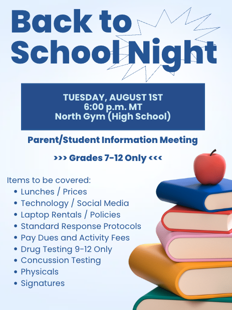 Back to School Night (7-12 Only) / Prepay Fees & Dues | Perkins County ...