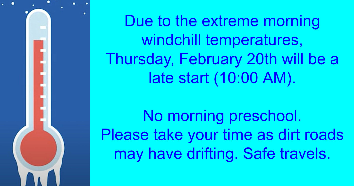 February 20th - Late Start at 10:00 am