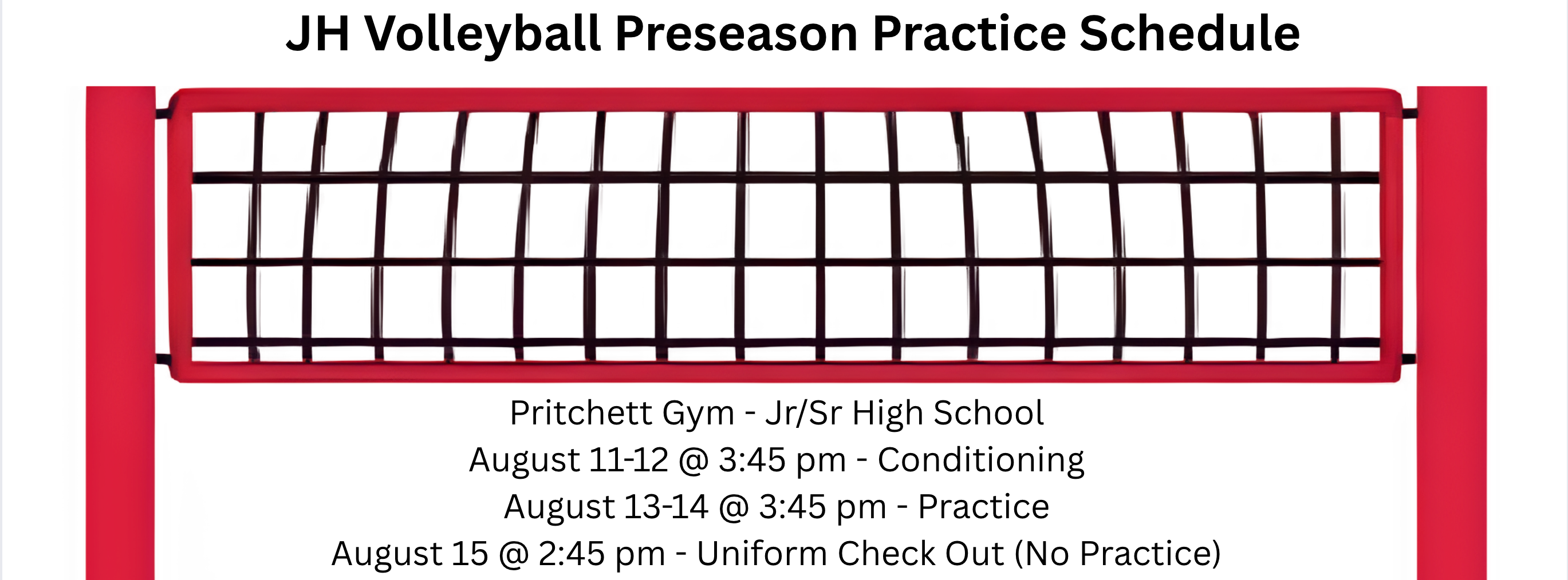 JH Volleyball Preseason Schedule