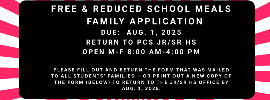 Free &amp; Reduced Applications Due Augustu 1st
