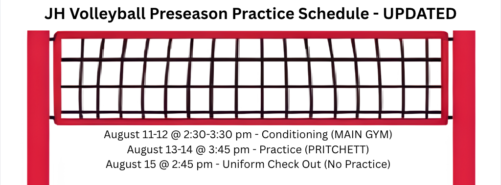 JH Volleyball Preseason Schedule - UPDATED 
