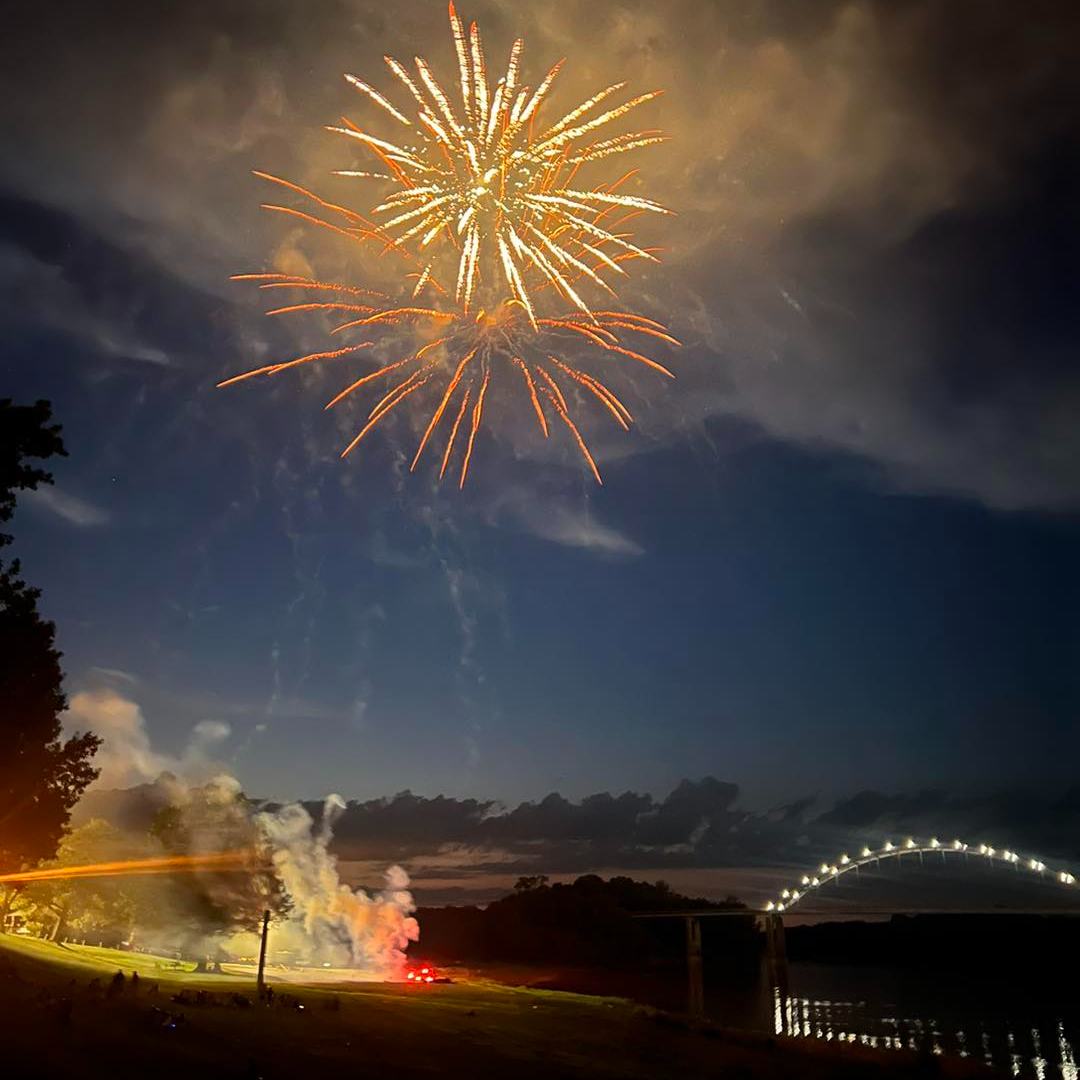 fireworks along the riverfront