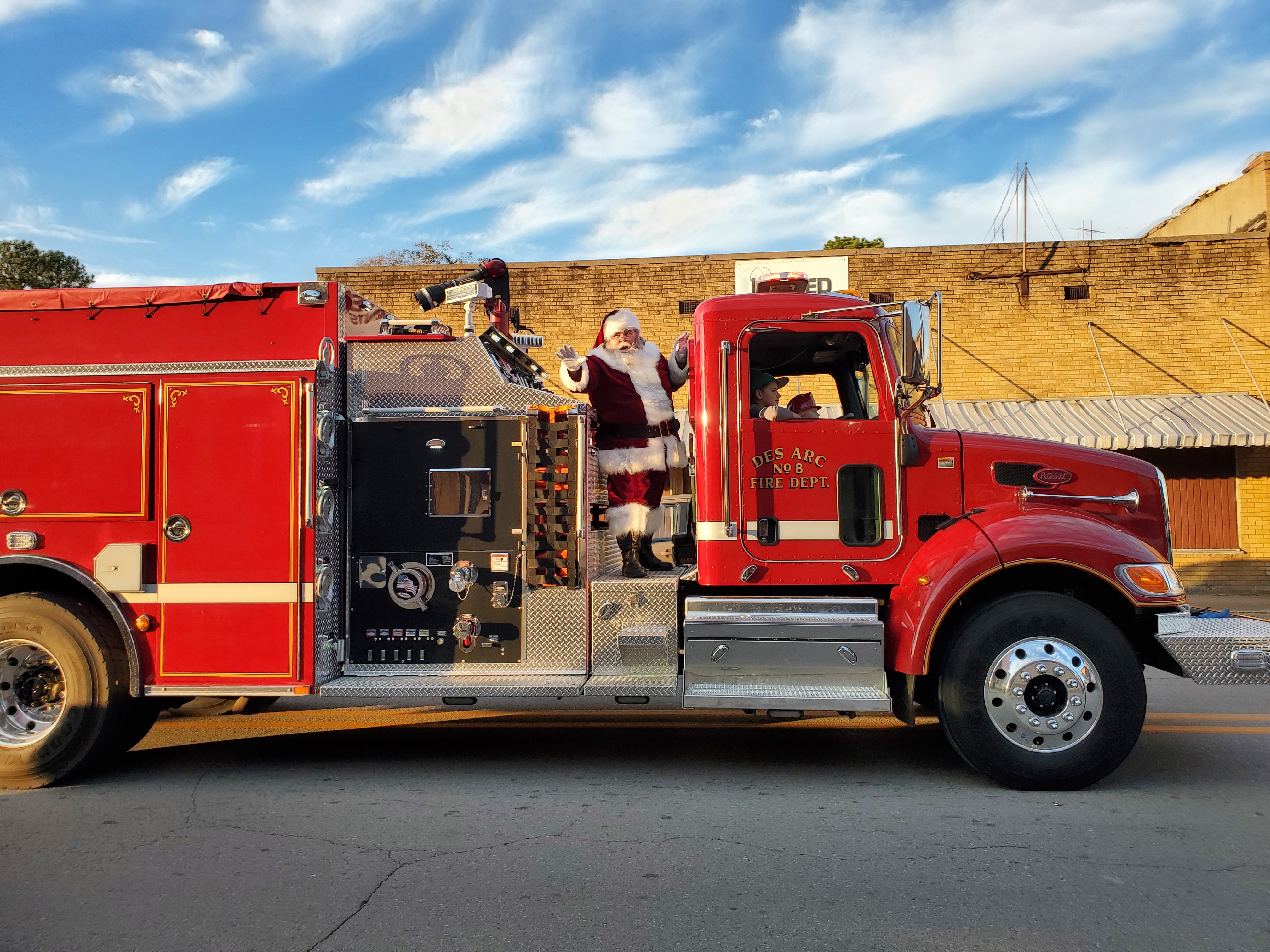 santa on fire truck