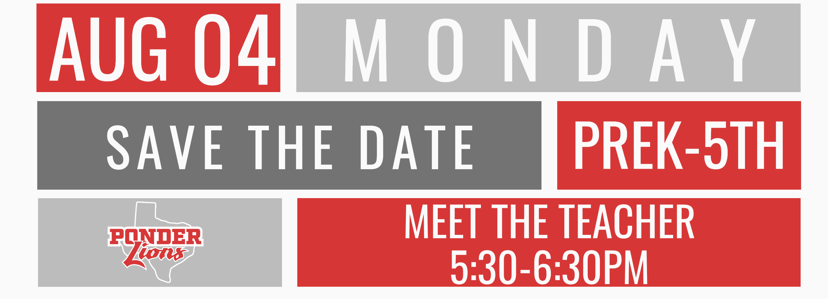 Save the date meet the teacher PES Monday August 4 5:30-6:30PM