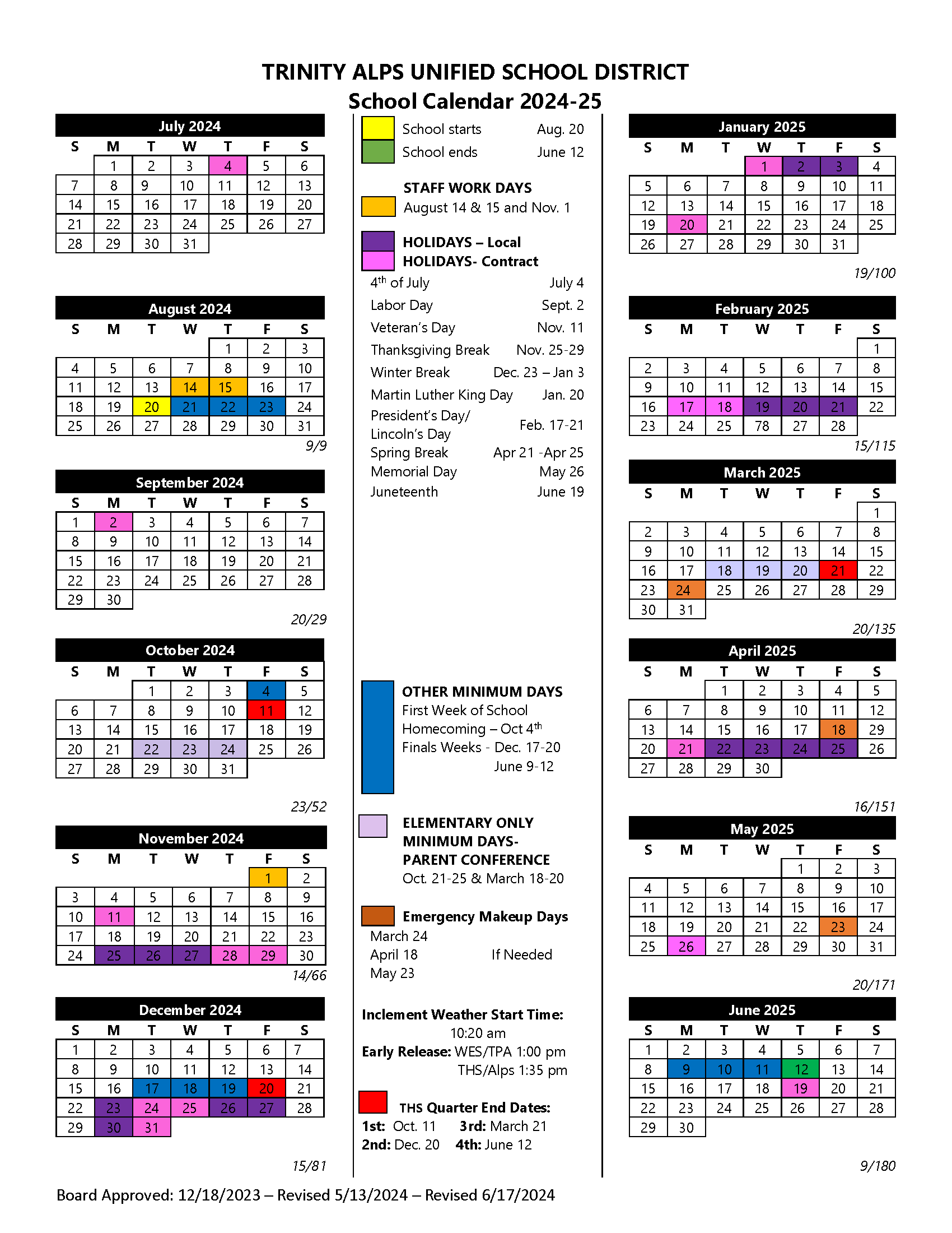 image of tausd calendar