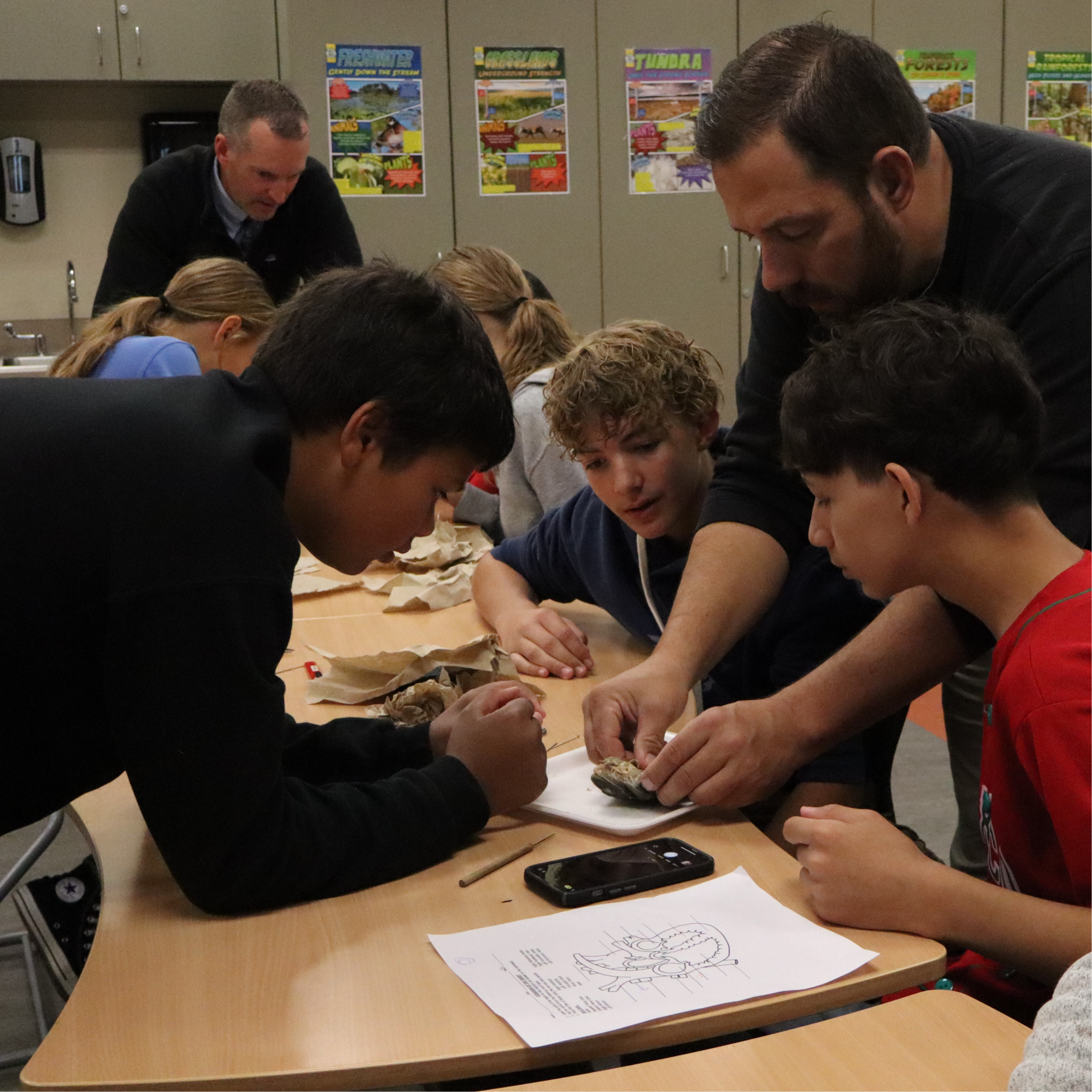 students with food