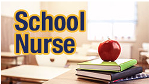 School Nurse graphic with apple on top of books