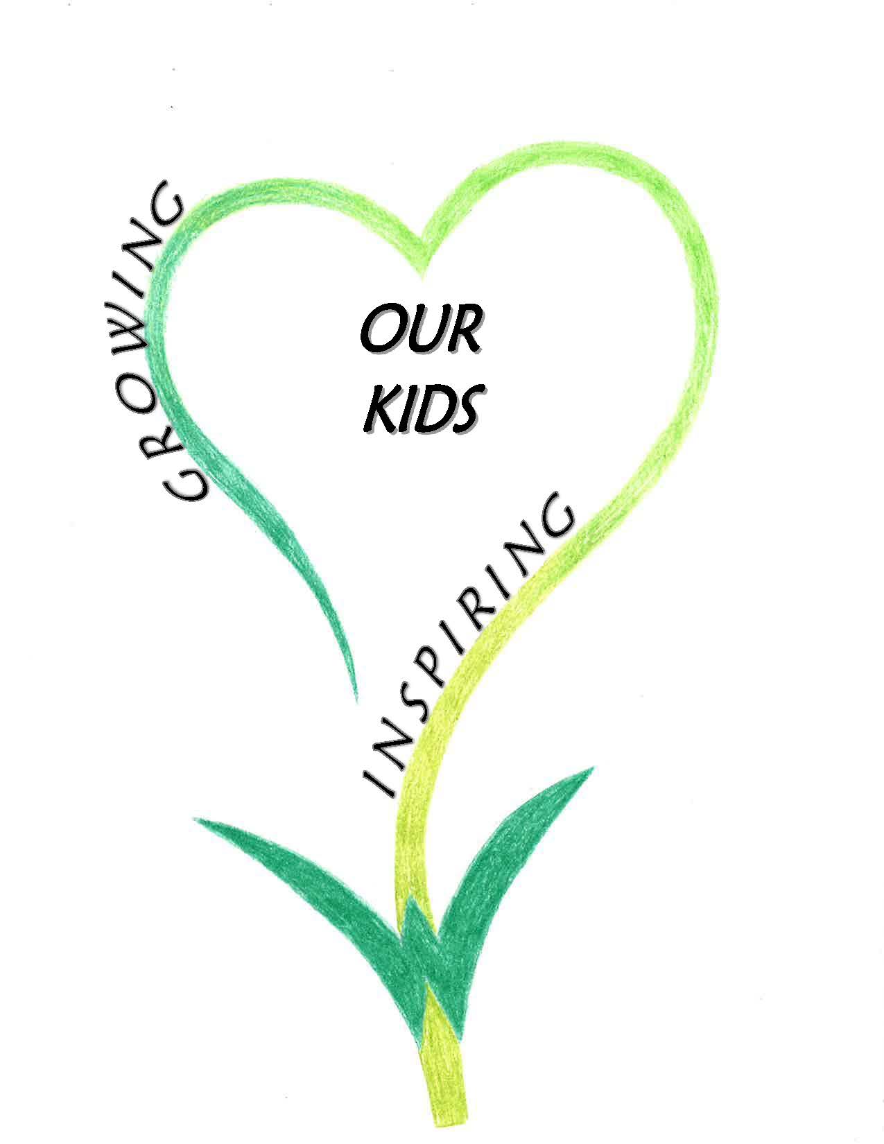 Mission Statement with heart flower design saying growing and inspiring our kids.