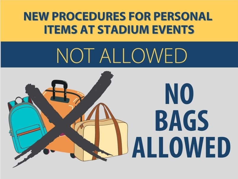 New procedures for personal items at stadium events- no bags allowed