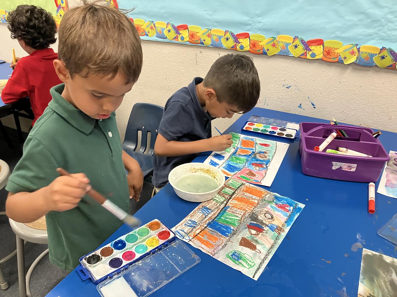 Students creating art
