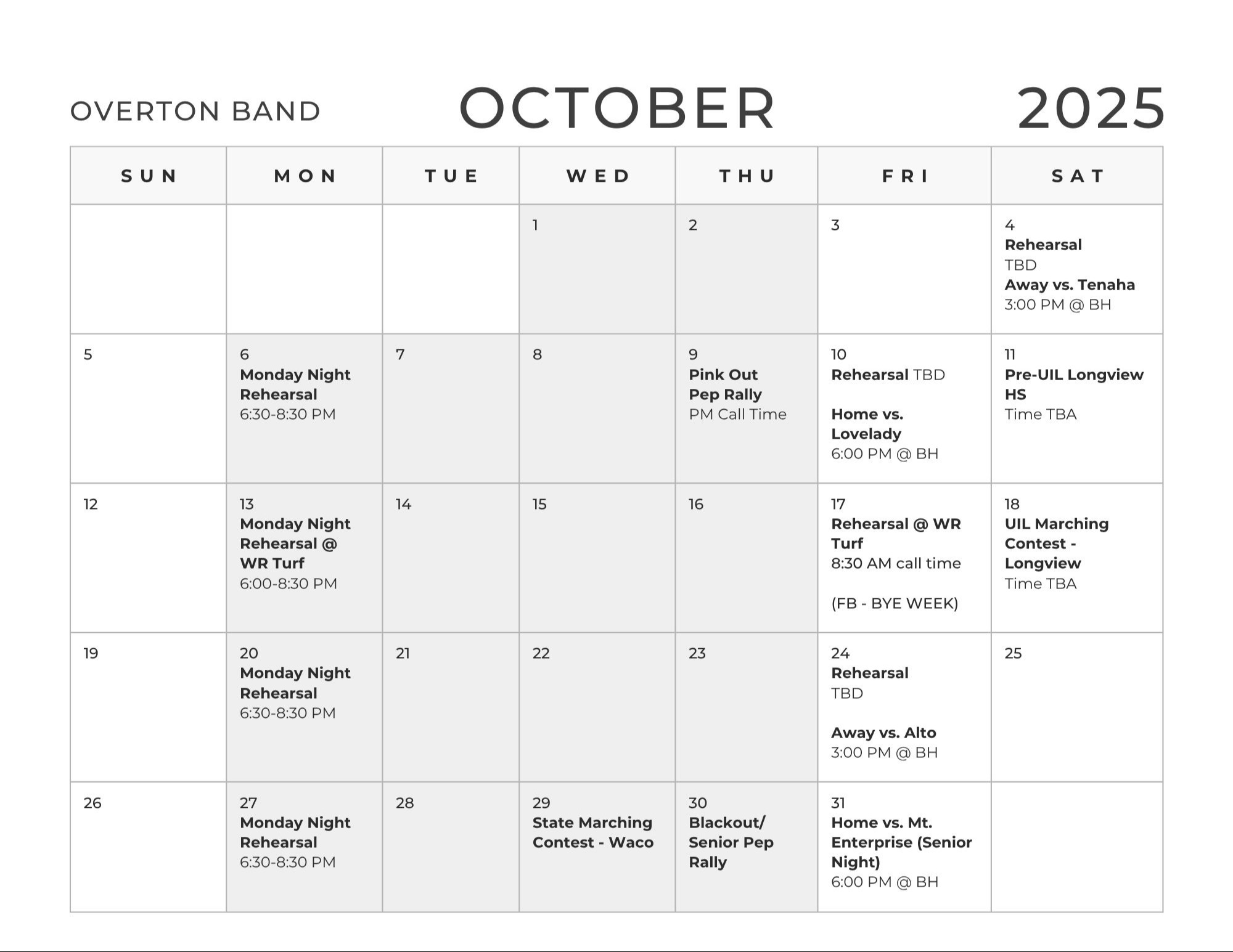 October Calendar Image