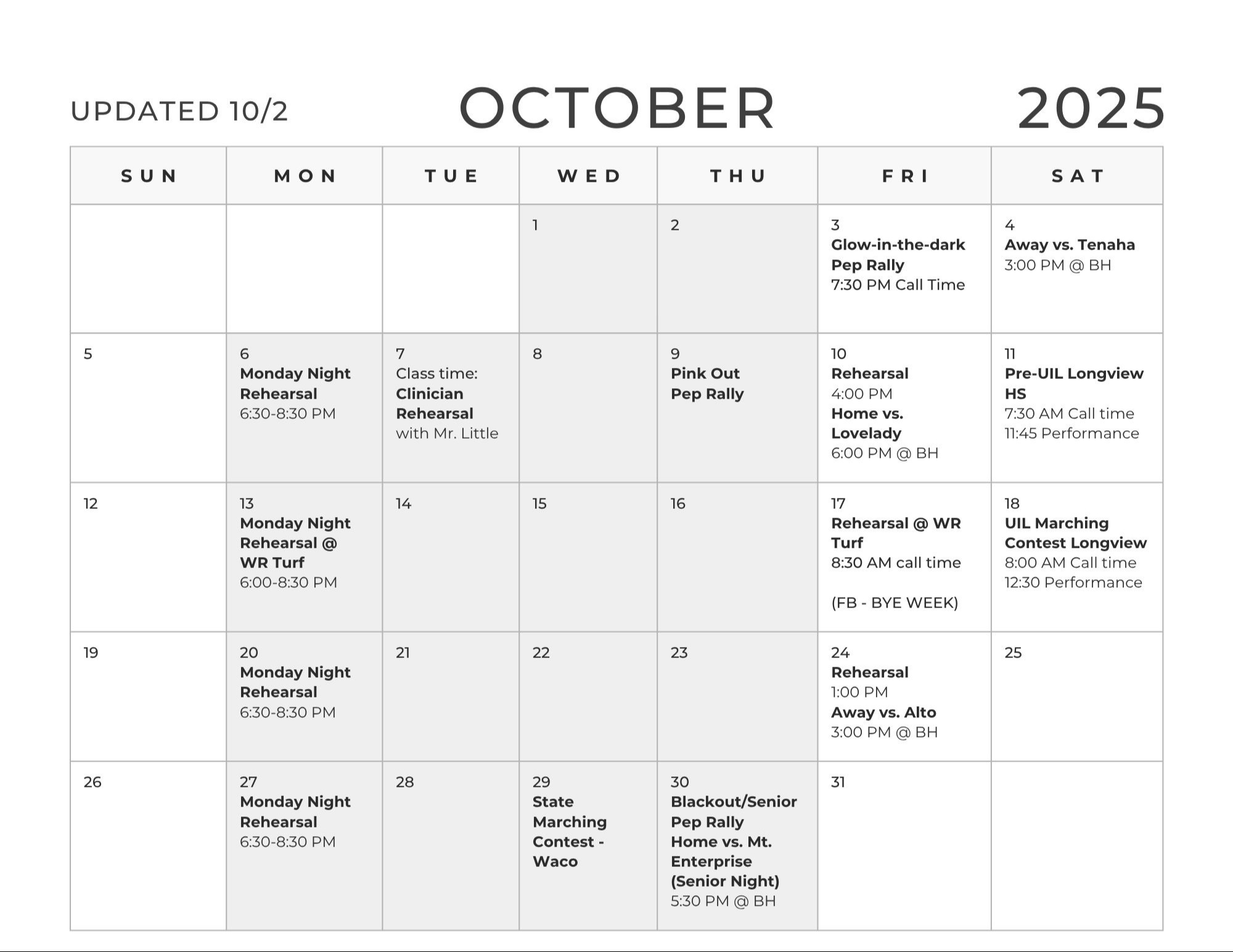 October Calendar Image