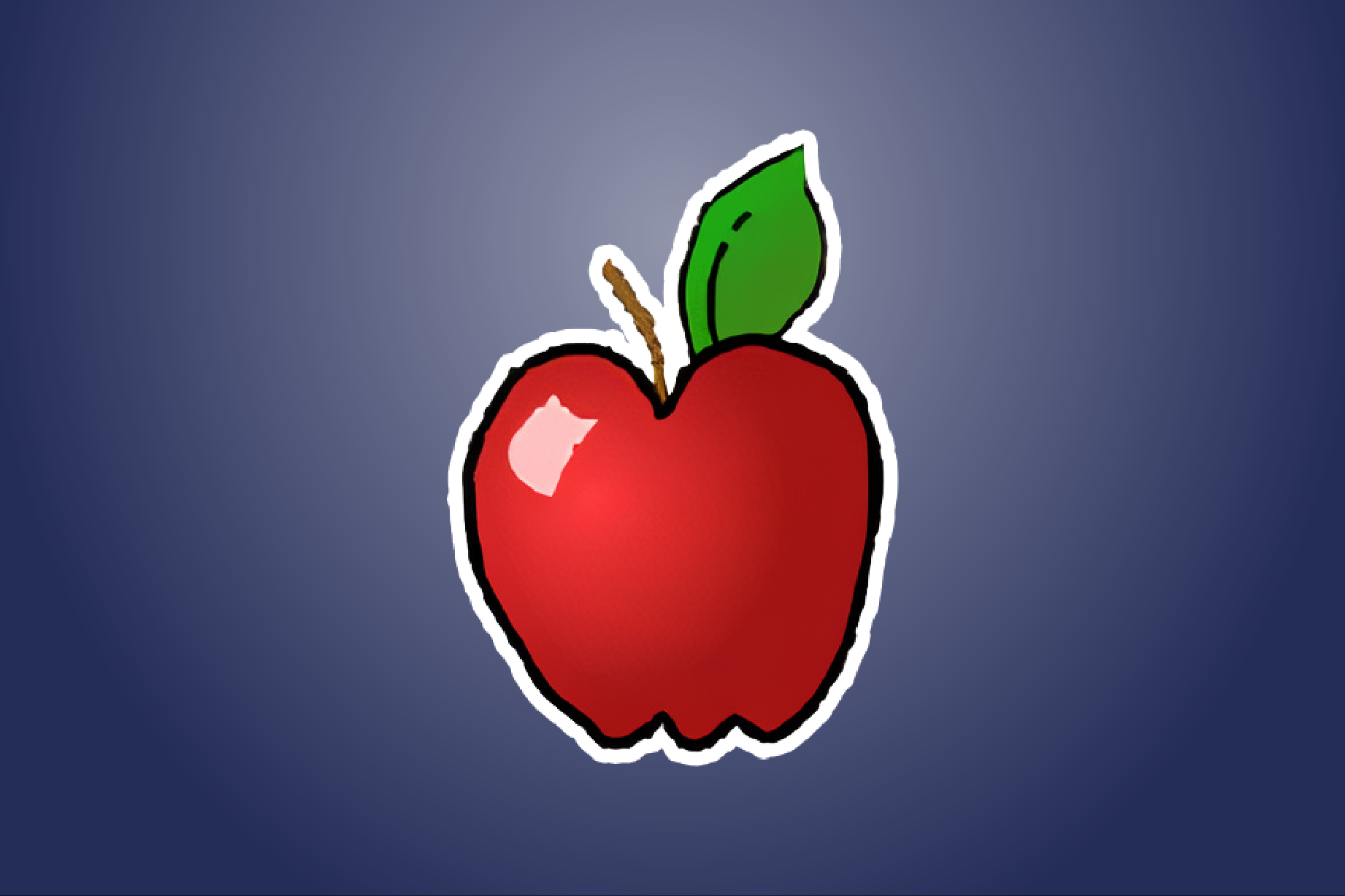 Applean apple on a blue background