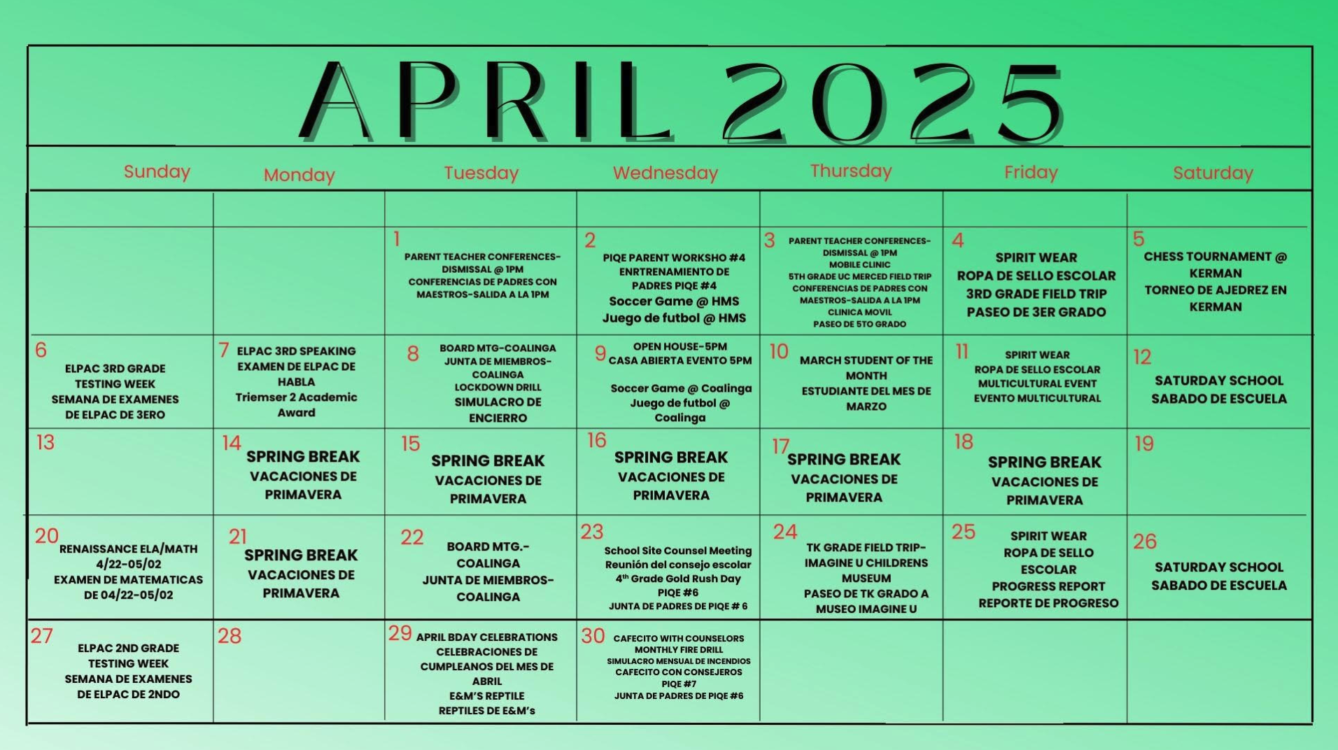 April Calendar