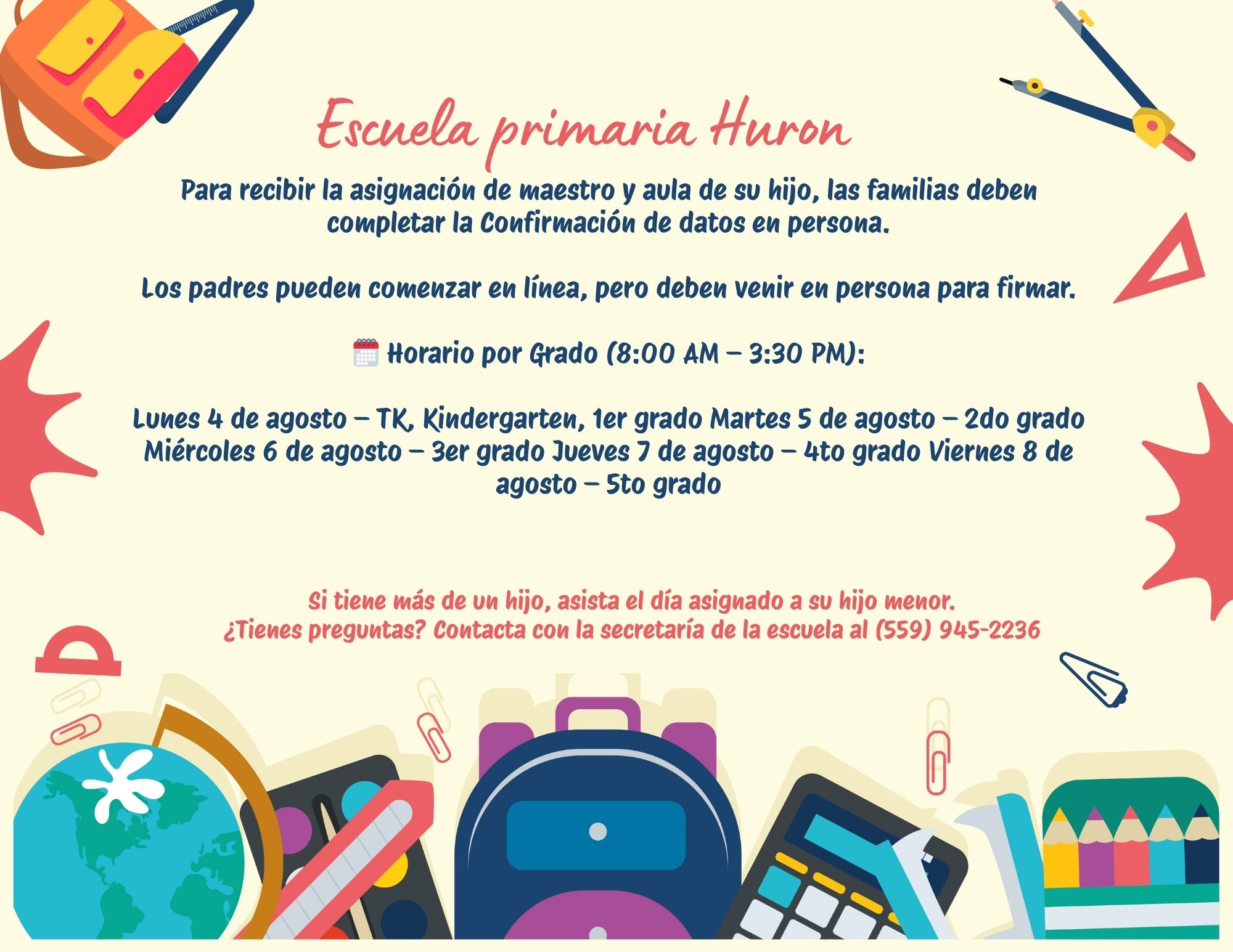 HES Welcome Back Flyer Spanish