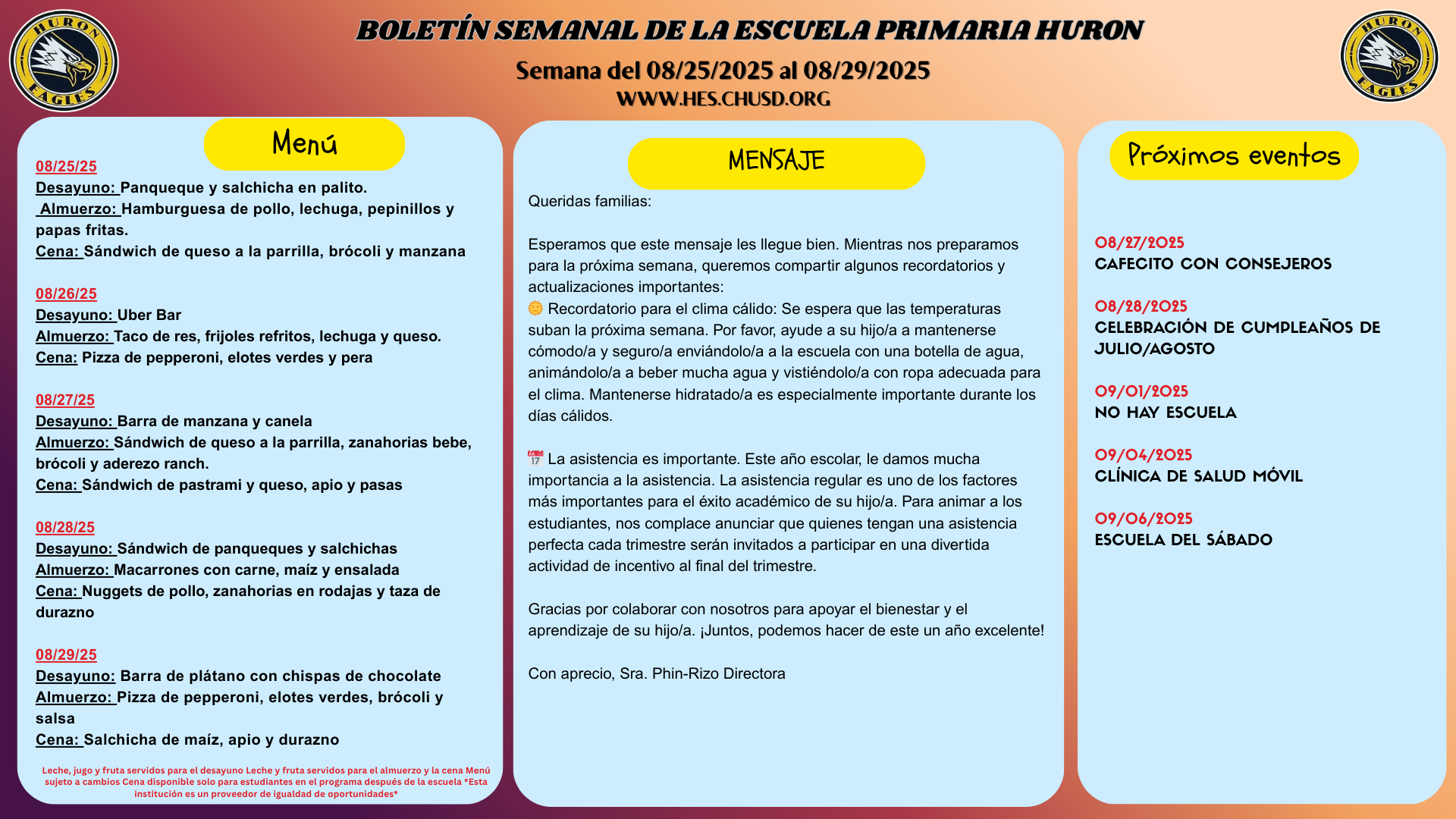 August Bulletin Spanish