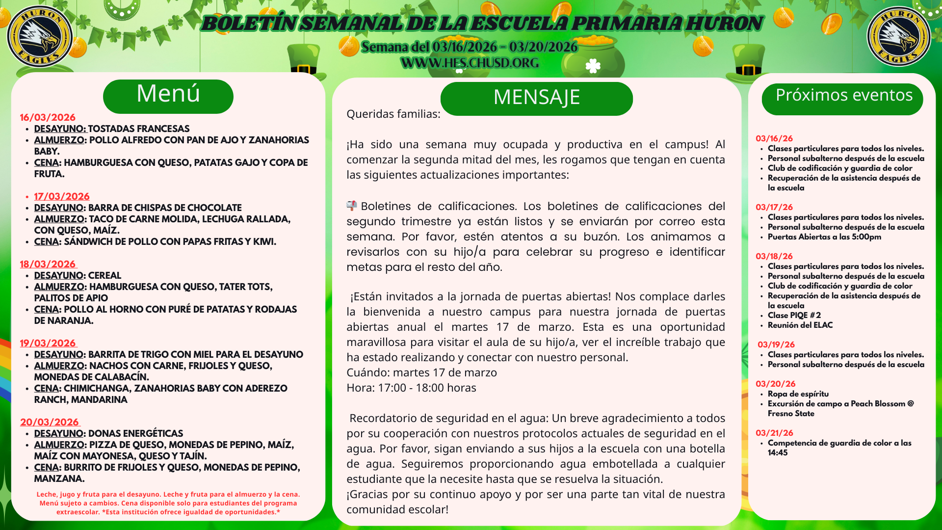 HES Bulletin 3/16/26 Spanish