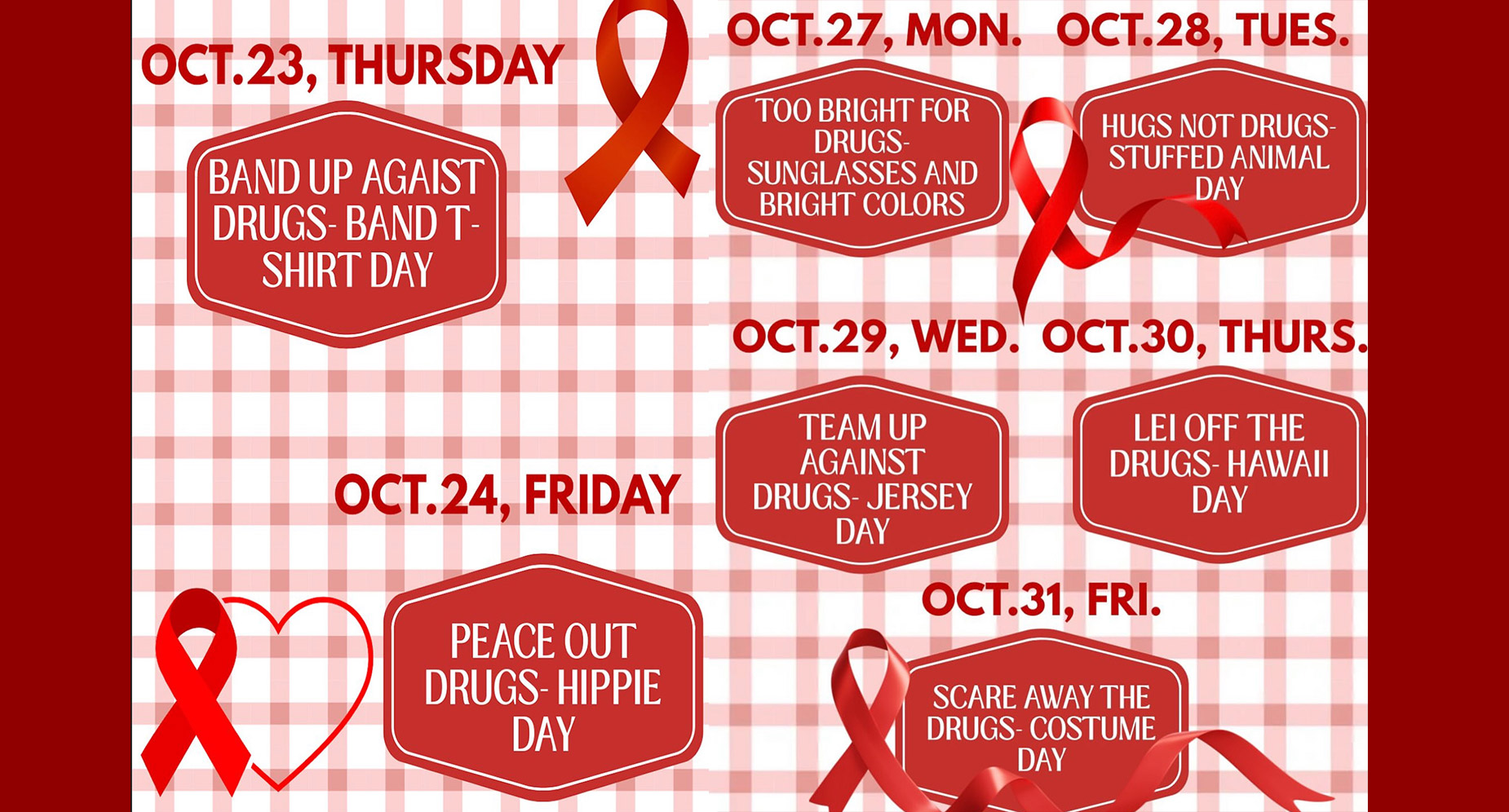 Red Ribbon Week Dress Up Days 2025 