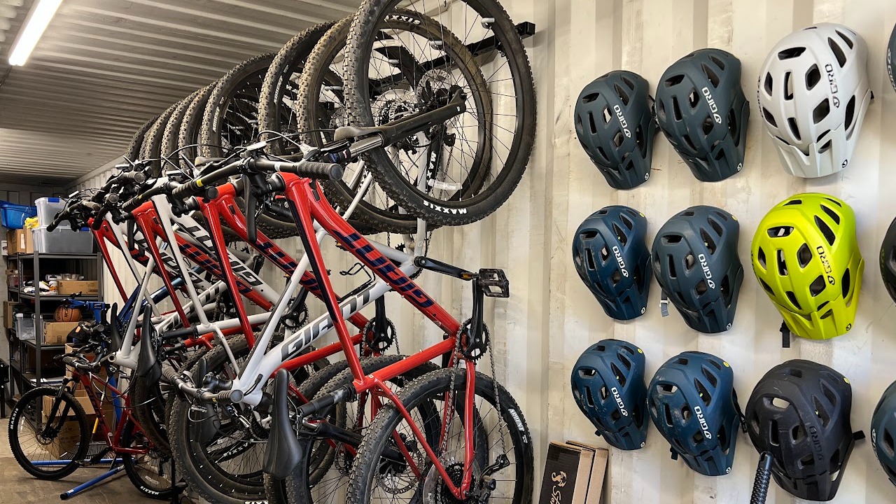 image of bikes and helmets