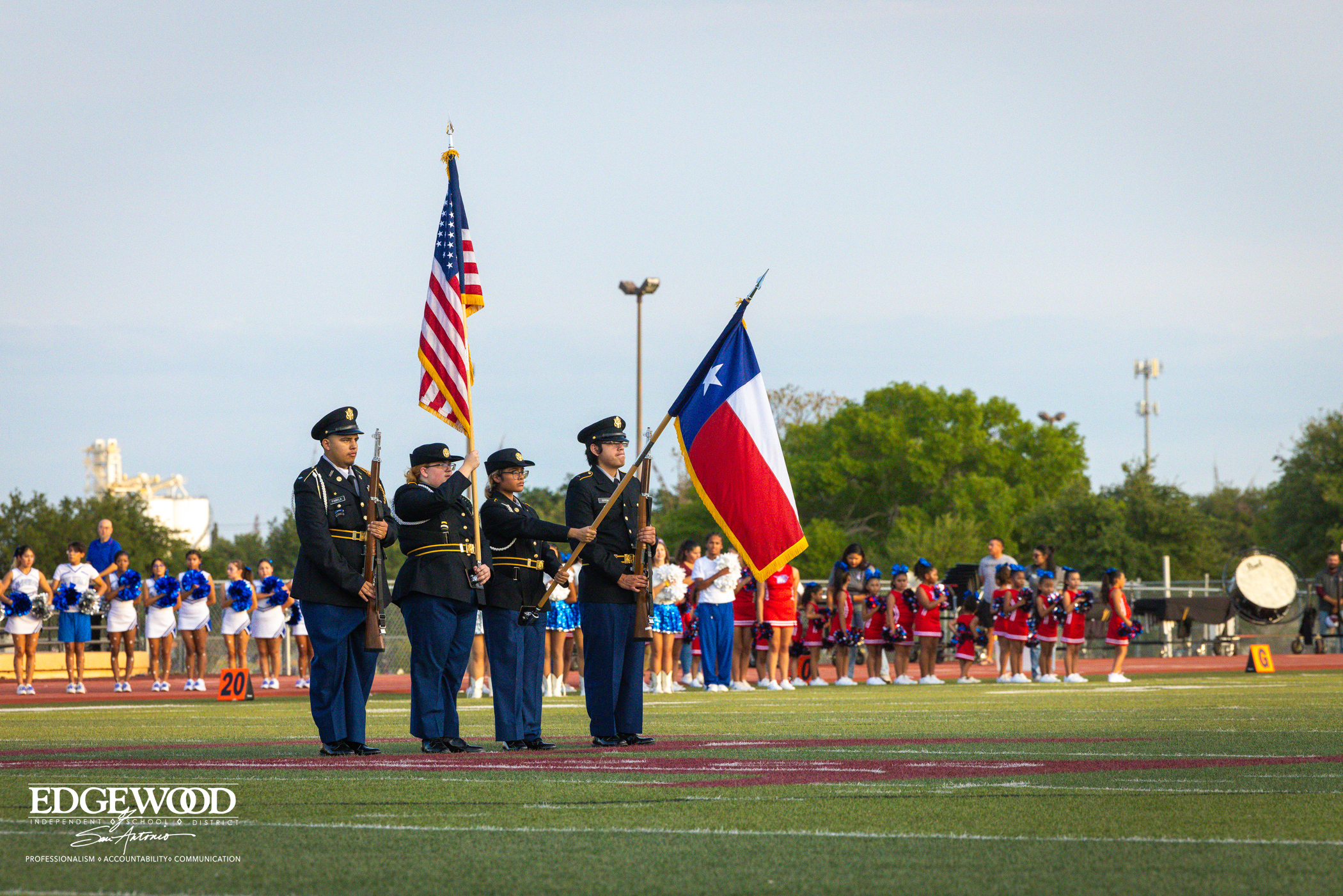 JROTC presents the colors at the Salsa Bowl