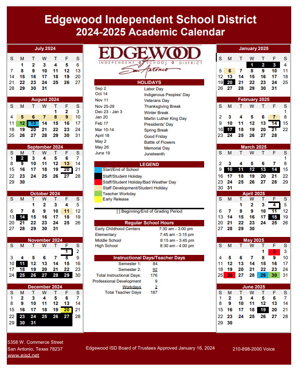 2024-2025 Academic Calendar