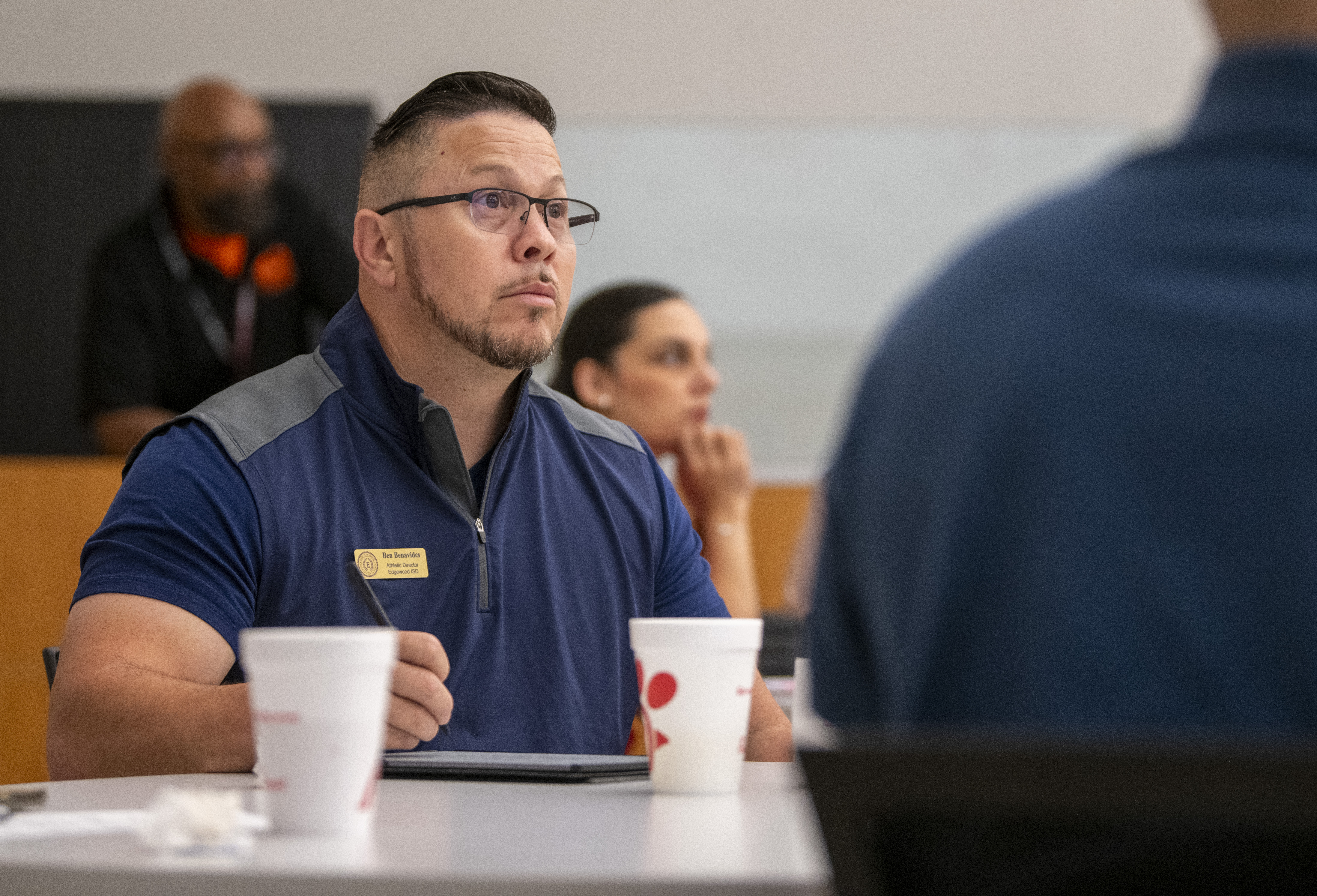 Ben Benavides listens during a SHAC meeting