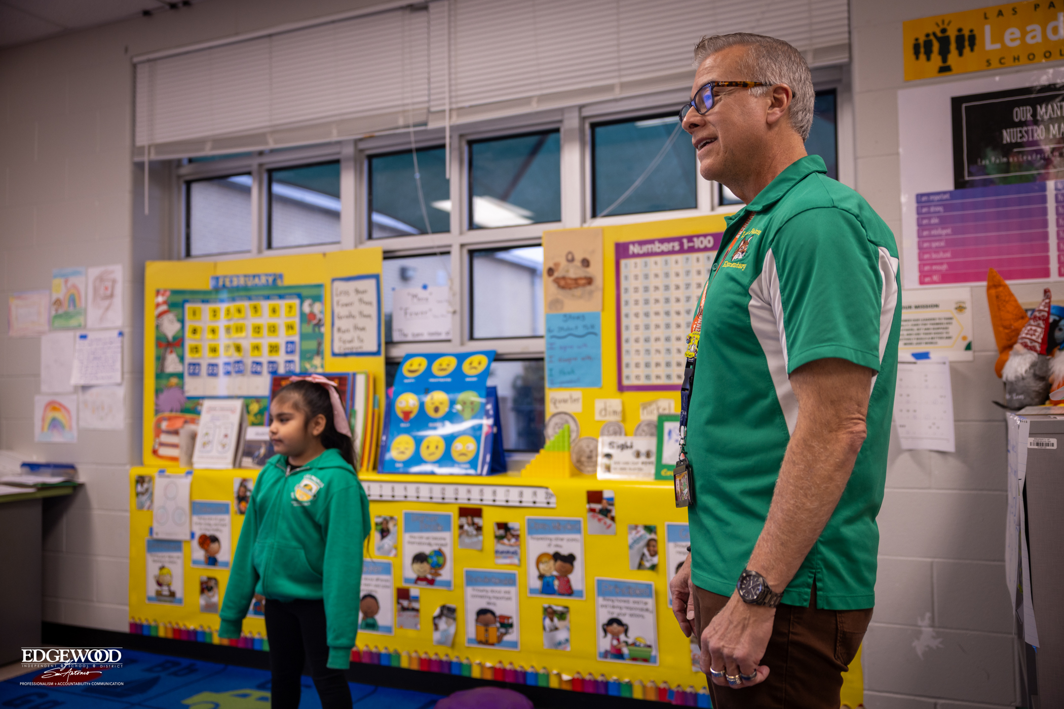 teacher and student at Las Palmas Leadership School