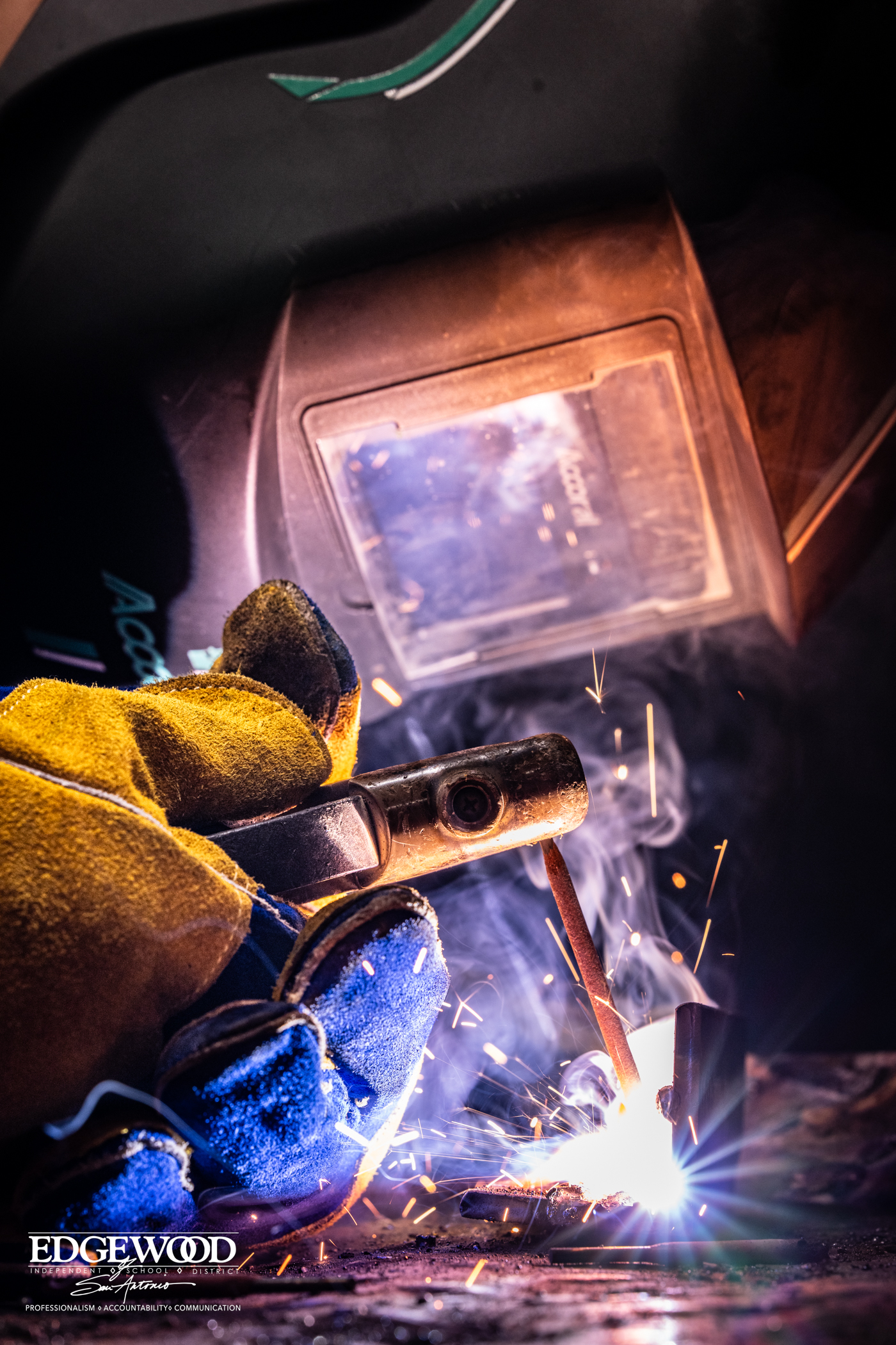 student welding