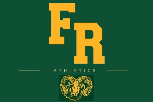 Flat Rock Athletics logo with the FR in yellow and the Ram logo under it.
