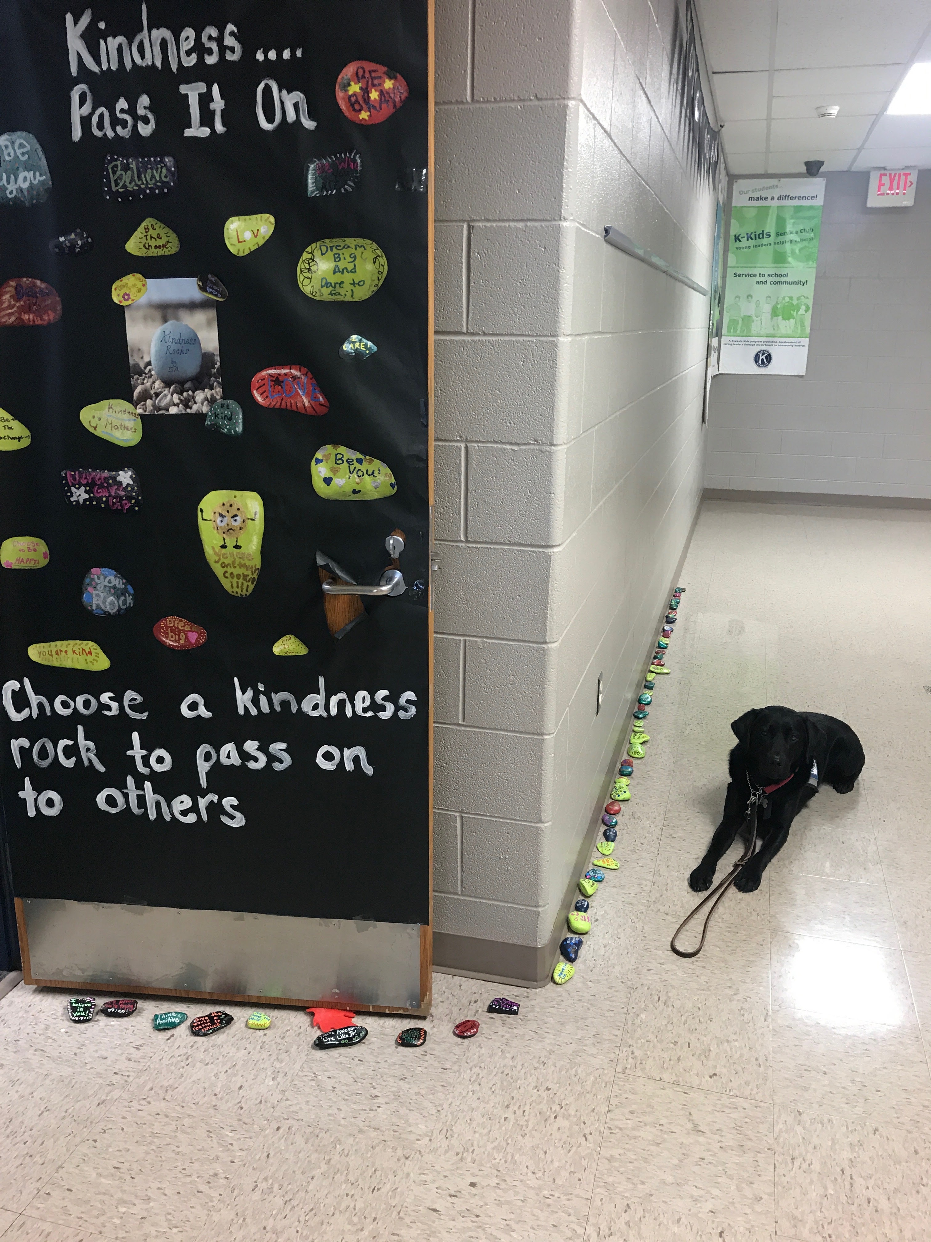 Decorated door with dog