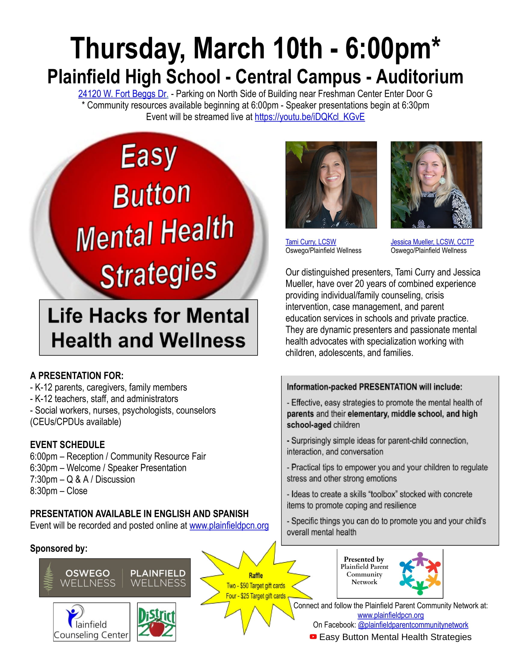 Easy Button: Mental Health Strategies flyer