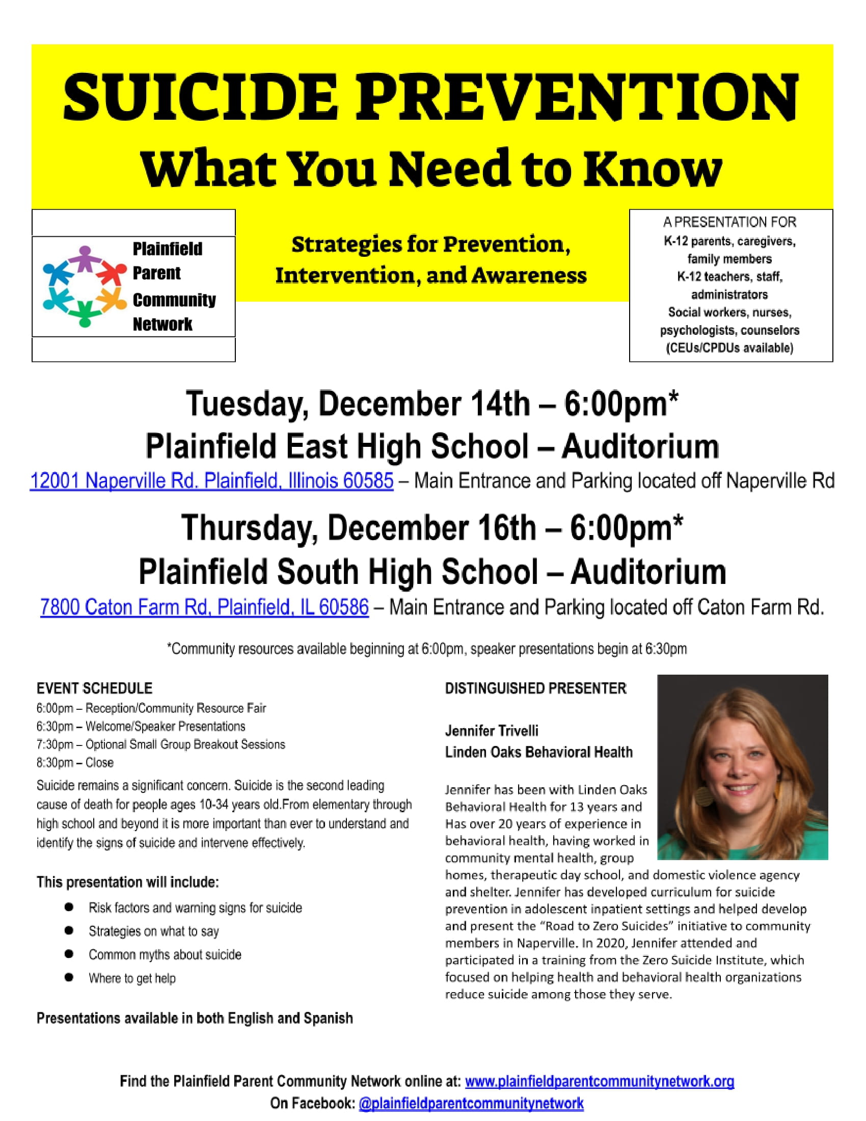 Suicide Prevention: What you need to know flyer