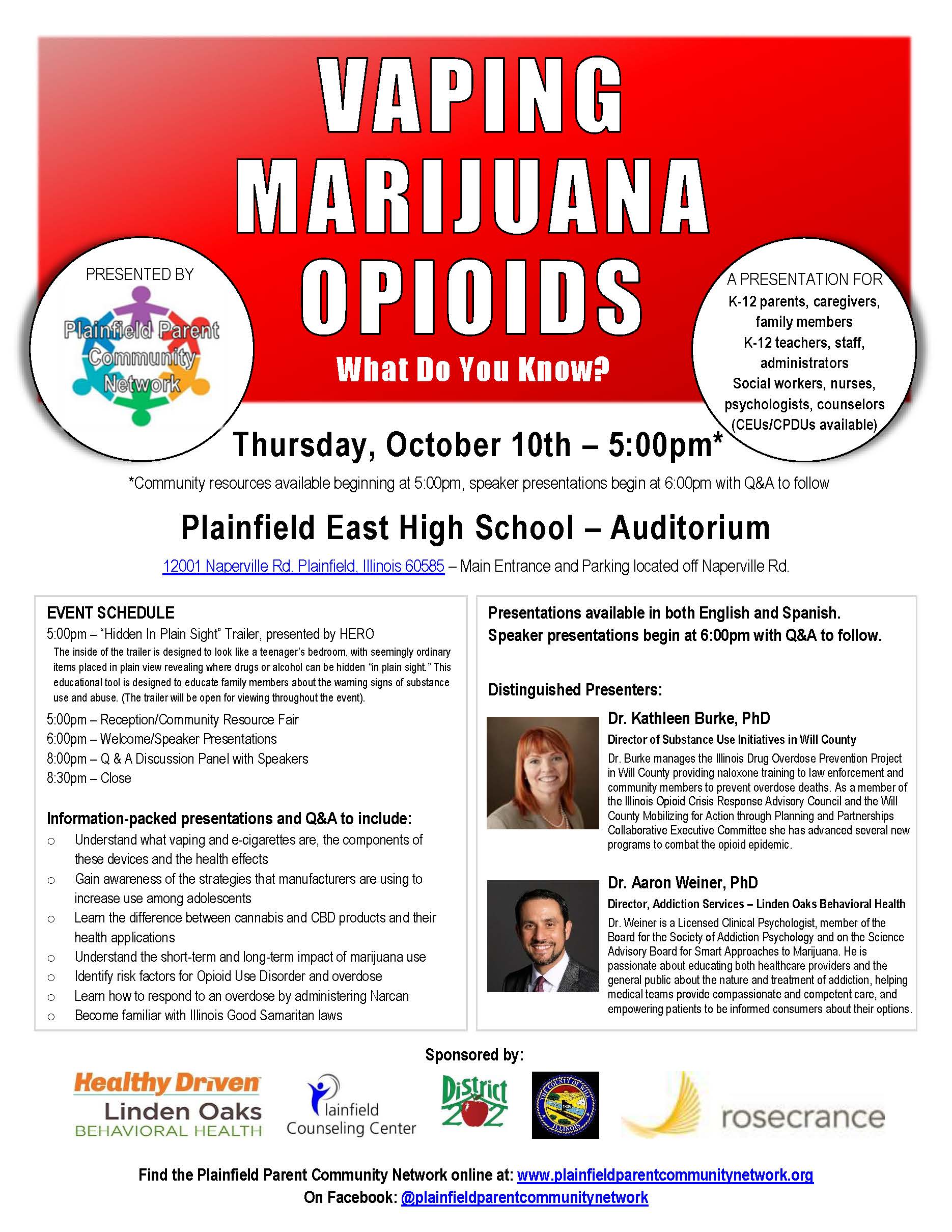 Vaping, Marijuana, Opioids Flyer